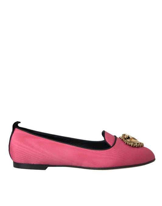 Dolce & Gabbana Pink Velvet Slip On Loafers Flats Shoes EU38.5 / US8