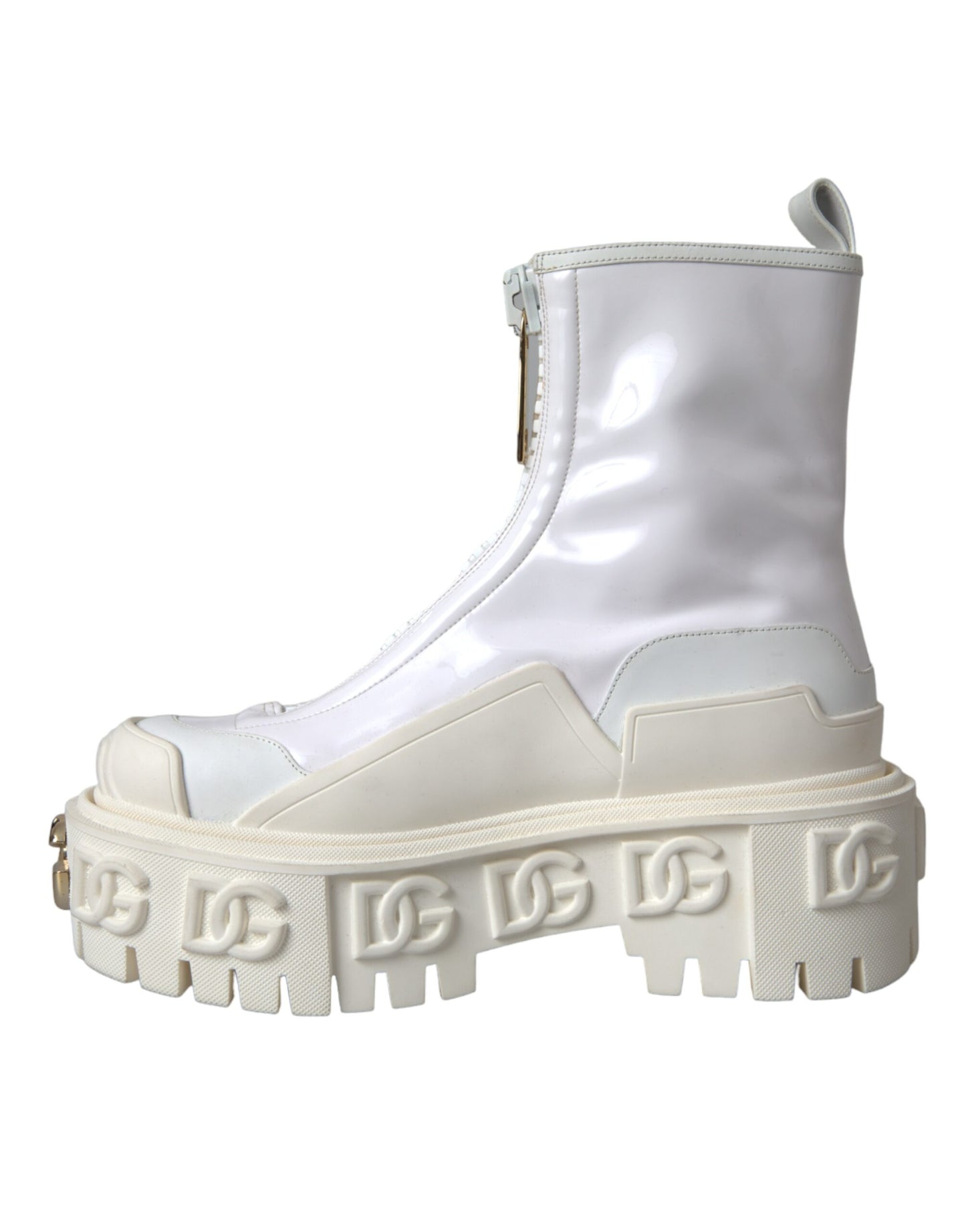 Dolce & Gabbana White Leather Rubber Logo Ankle Boots Shoes EU36 / US5.5