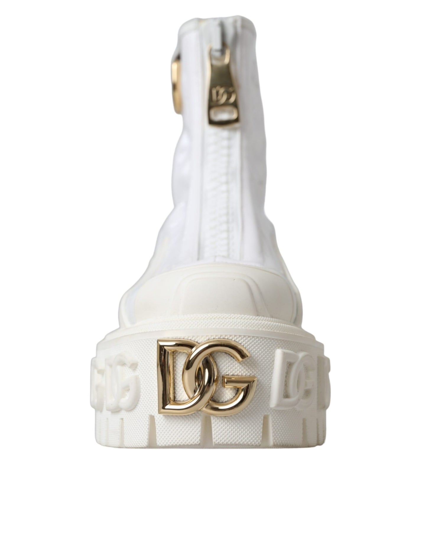 Dolce & Gabbana White Leather Rubber Logo Ankle Boots Shoes EU36 / US5.5