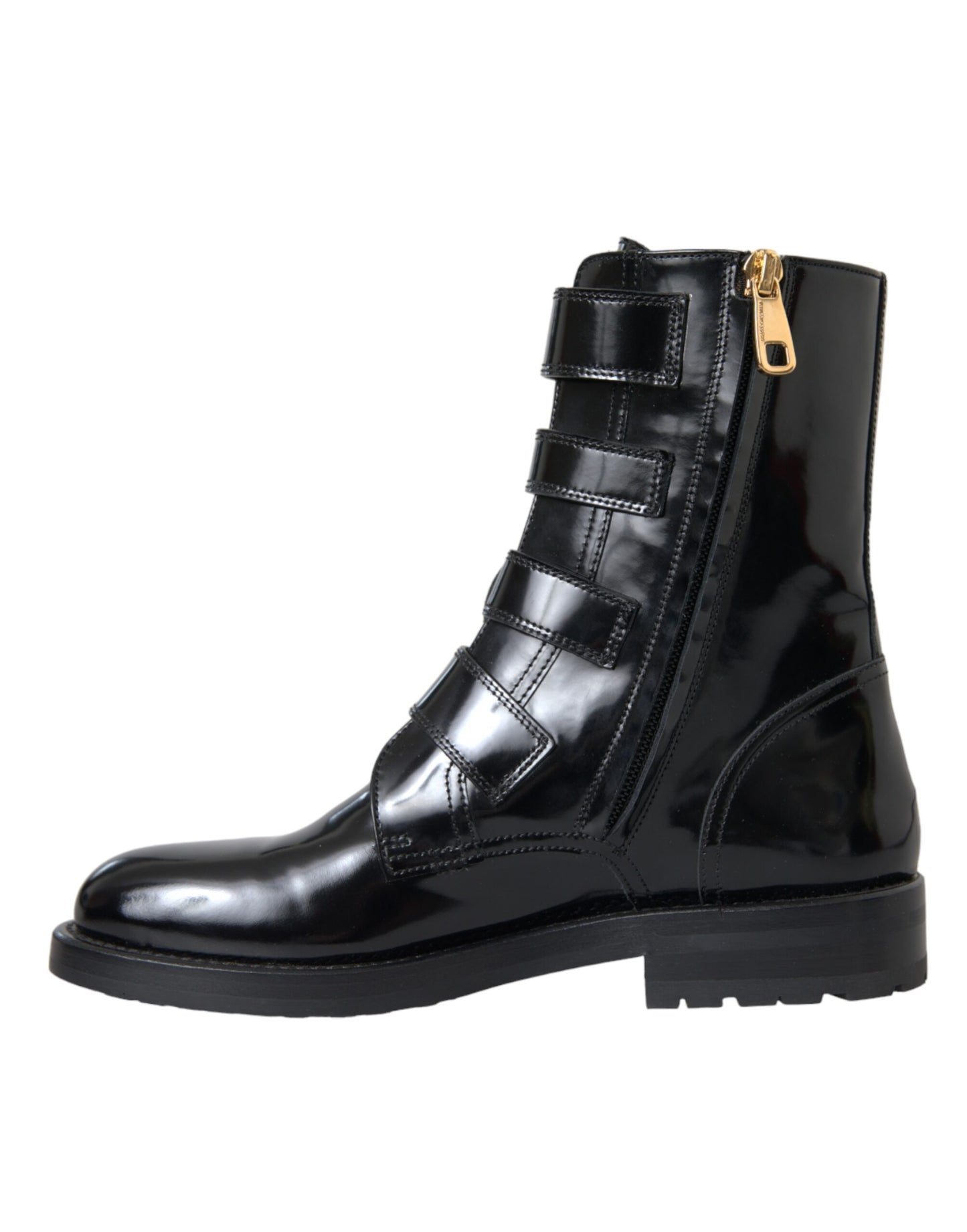 Dolce & Gabbana Black Leather Crystal Buckles Boots Shoes EU35 / US4.5