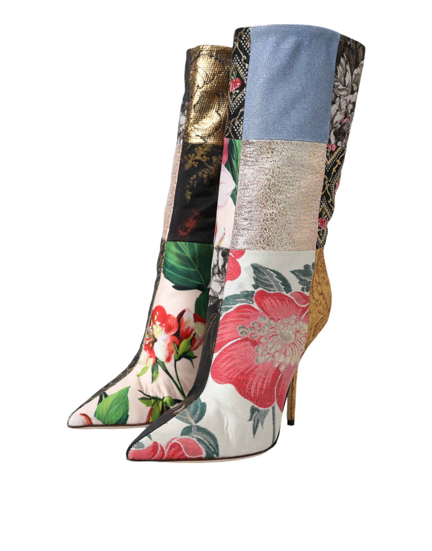 Dolce & Gabbana Multicolor Patchwork Print Heeled Boots Shoes EU36 / US5.5