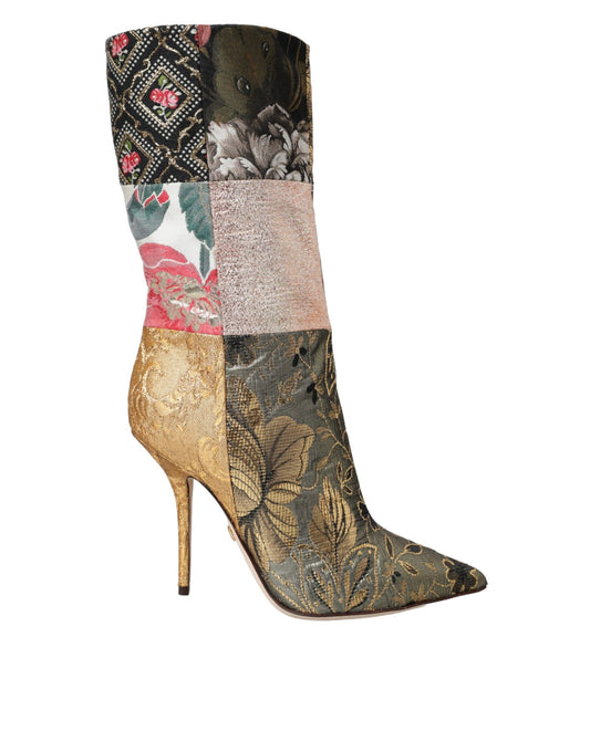 Dolce & Gabbana Multicolor Patchwork Print Heeled Boots Shoes EU36 / US5.5