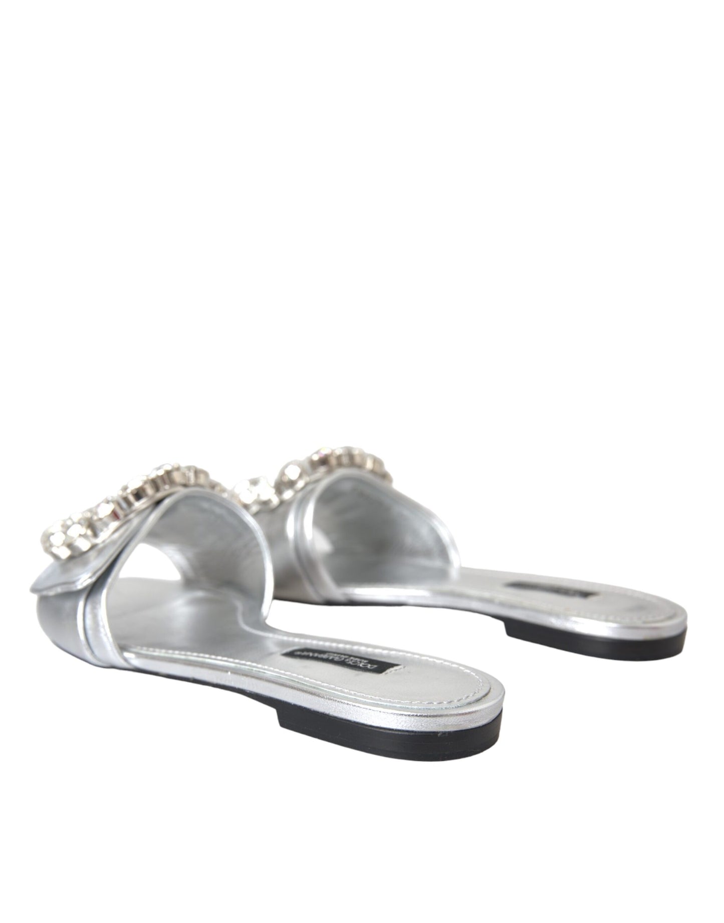 Dolce & Gabbana Silver Crystal Leather Flats Sandals Shoes EU36 / US5.5