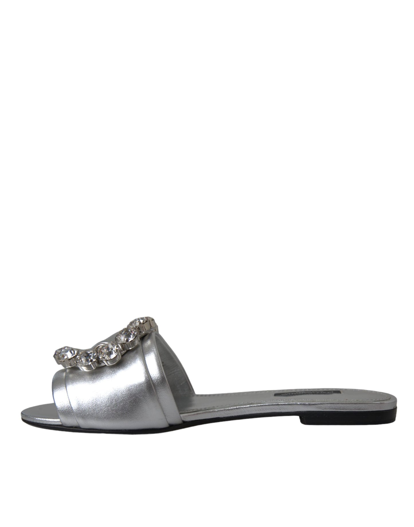 Dolce & Gabbana Silver Crystal Leather Flats Sandals Shoes EU36 / US5.5