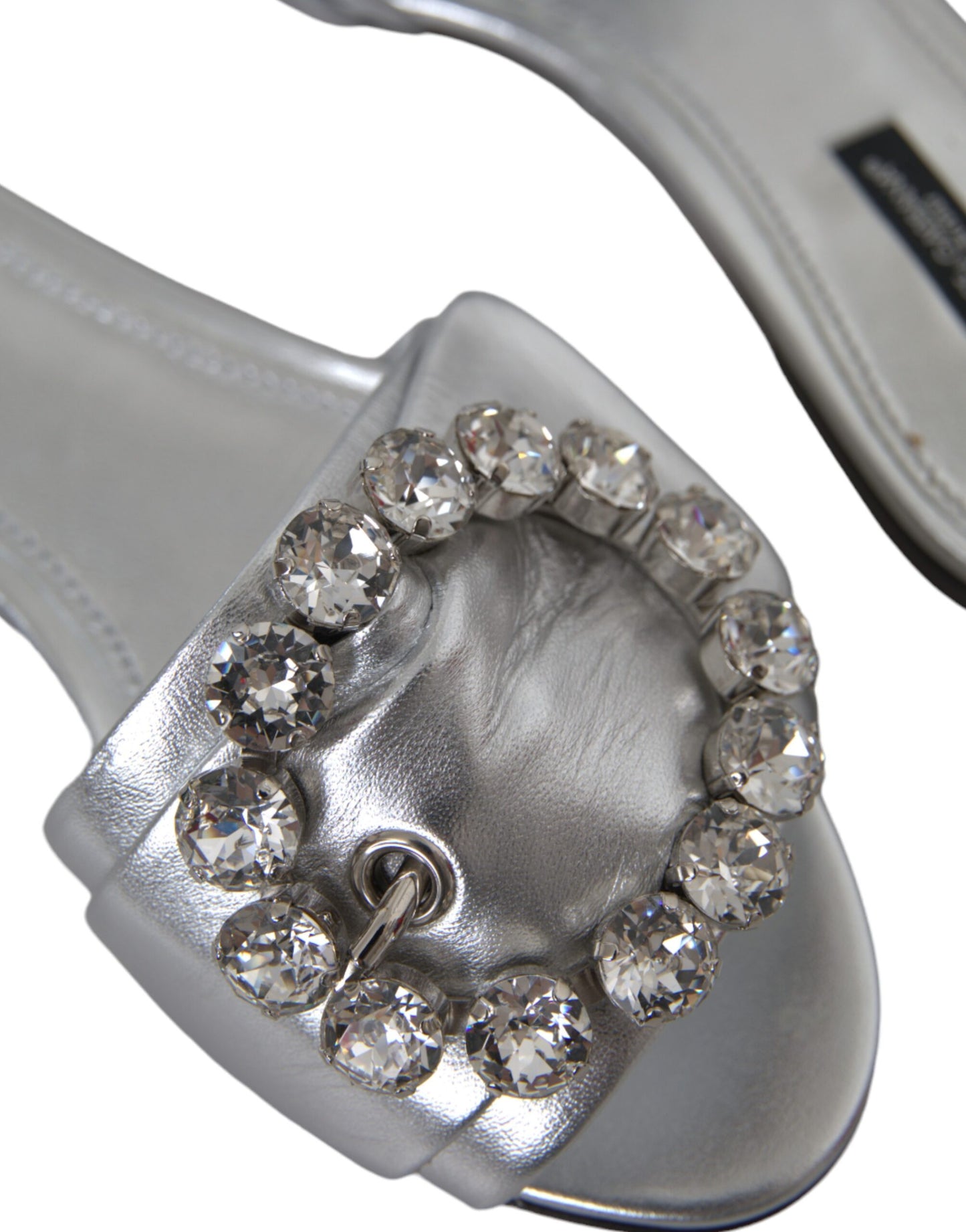 Dolce & Gabbana Silver Crystal Leather Flats Sandals Shoes EU36 / US5.5