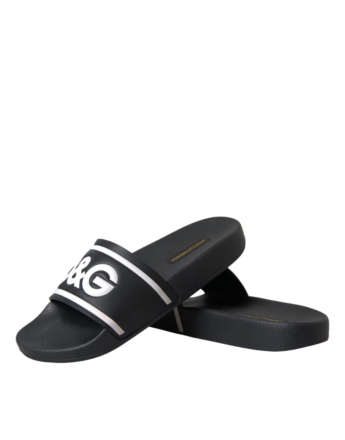 Dolce & Gabbana Black Leather I Love D&G Sandals Slides Shoes EU36 / US5.5