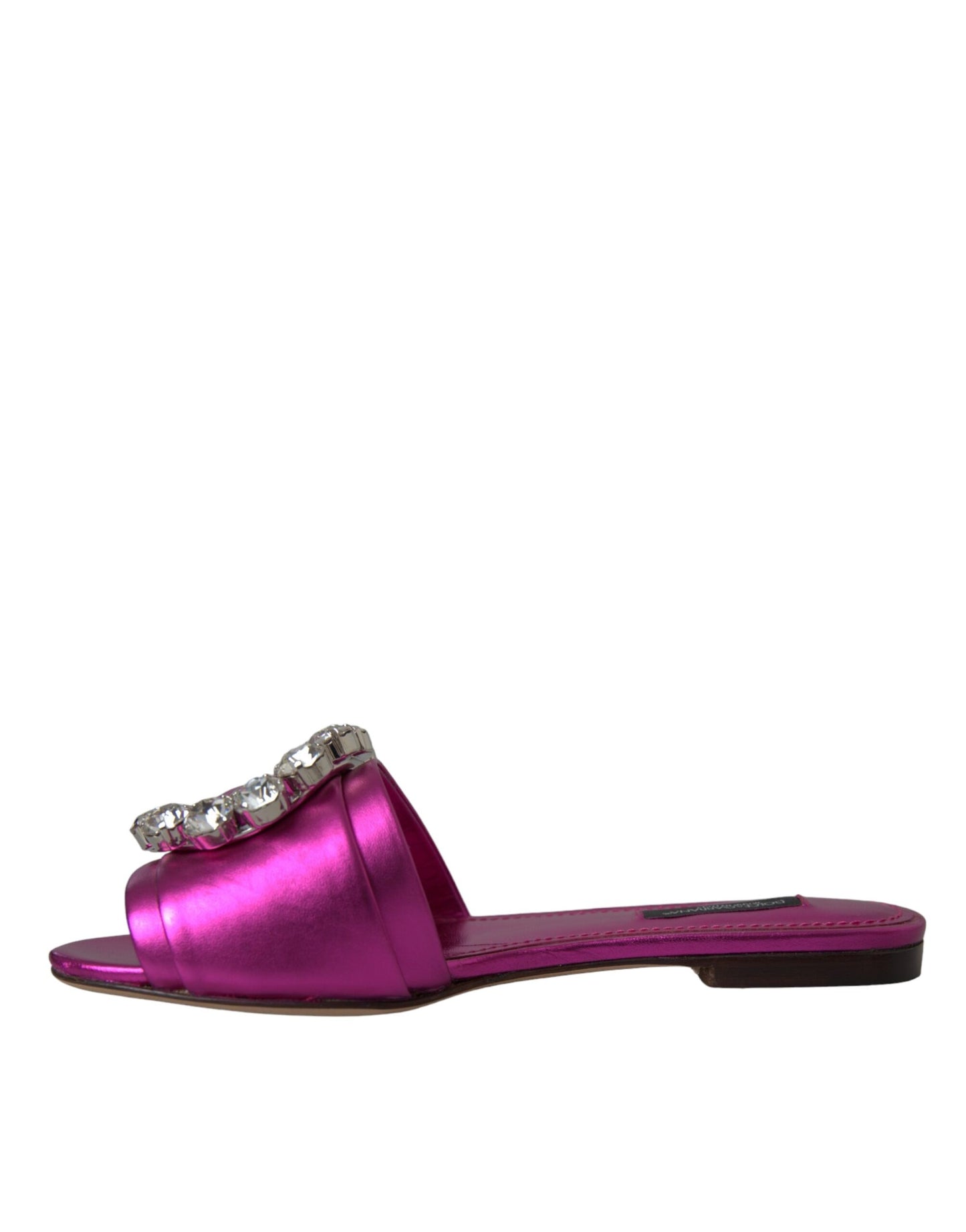 Dolce & Gabbana Fuchsia Crystal Leather Flats Sandals Shoes EU35 / US4.5