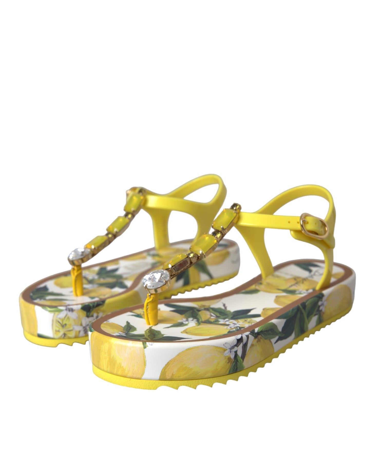 Dolce & Gabbana Yellow Lemon Beachwear Flats Sandals Shoes EU35 / US4.5