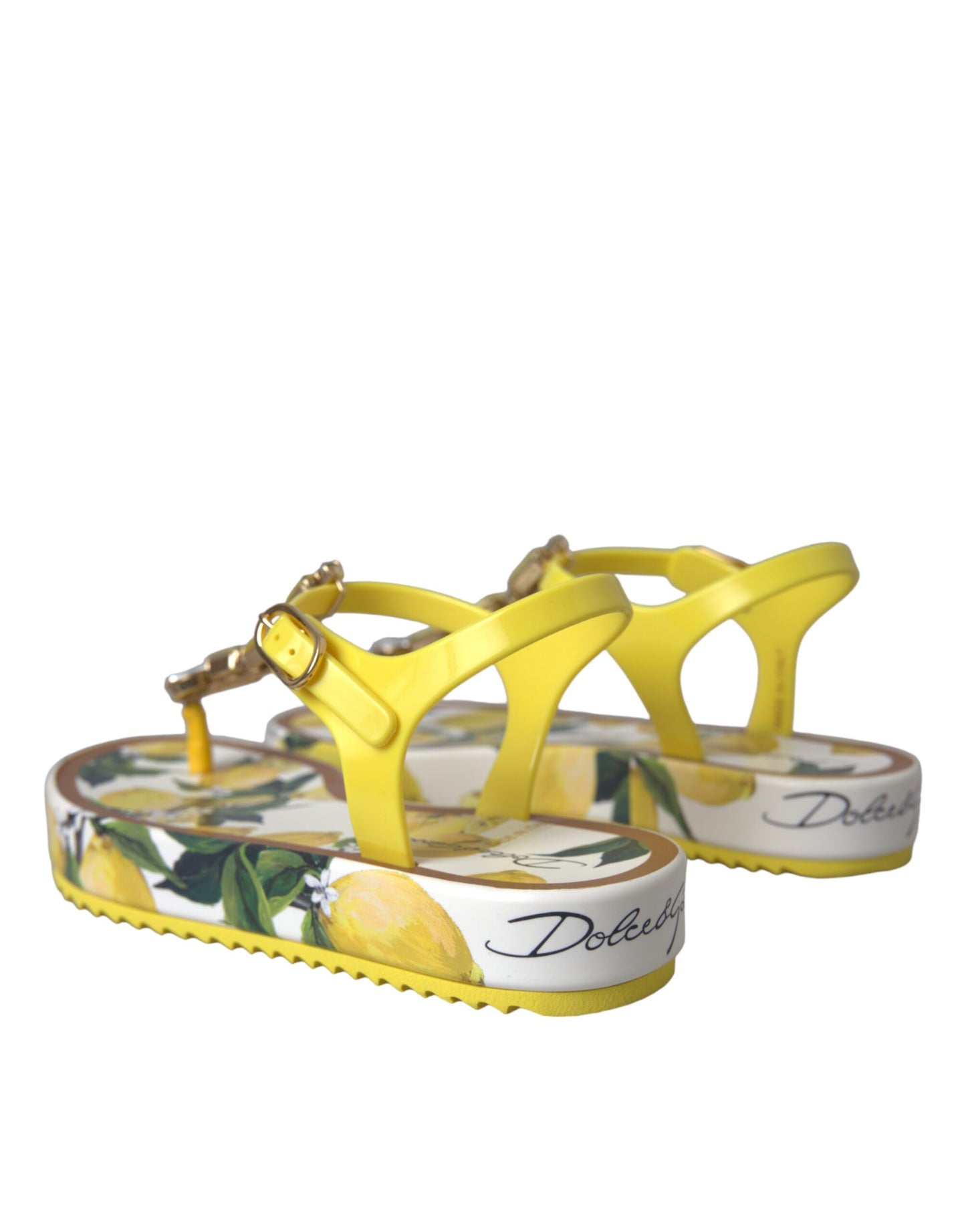 Dolce & Gabbana Yellow Lemon Beachwear Flats Sandals Shoes EU35 / US4.5