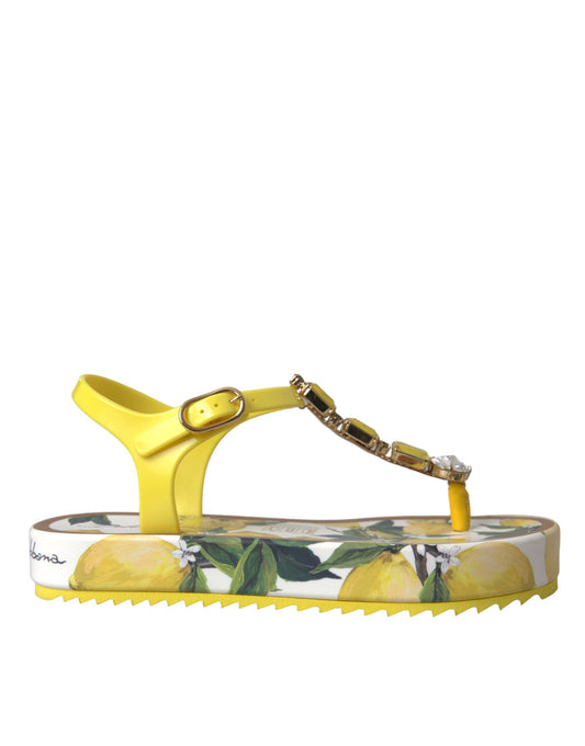 Dolce & Gabbana Yellow Lemon Beachwear Flats Sandals Shoes EU35 / US4.5