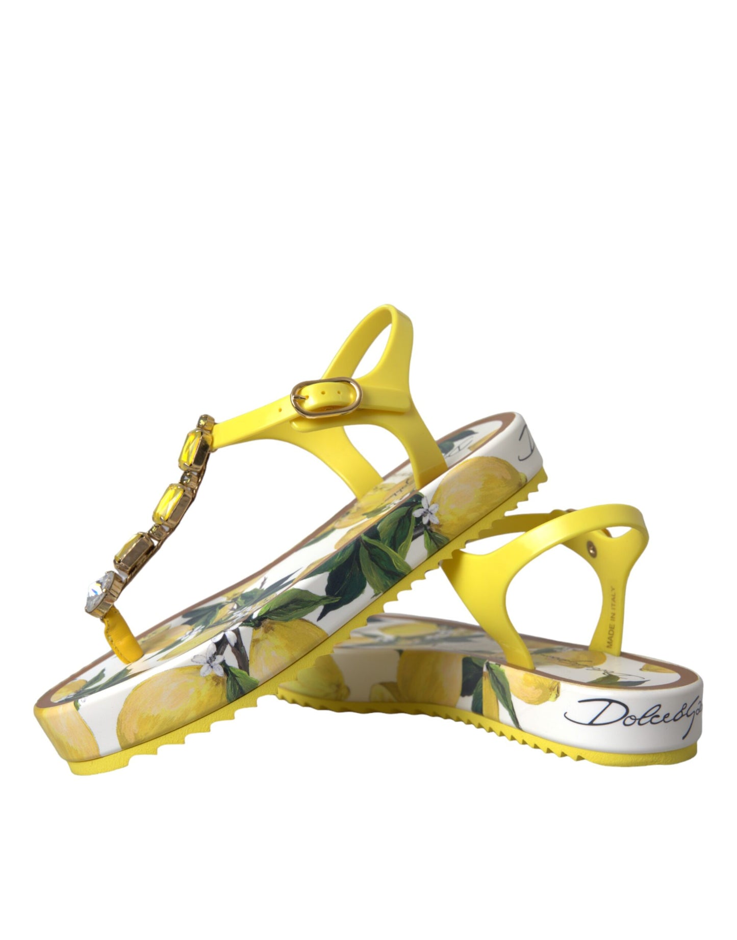 Dolce & Gabbana Yellow Lemon Beachwear Flats Sandals Shoes EU35 / US4.5