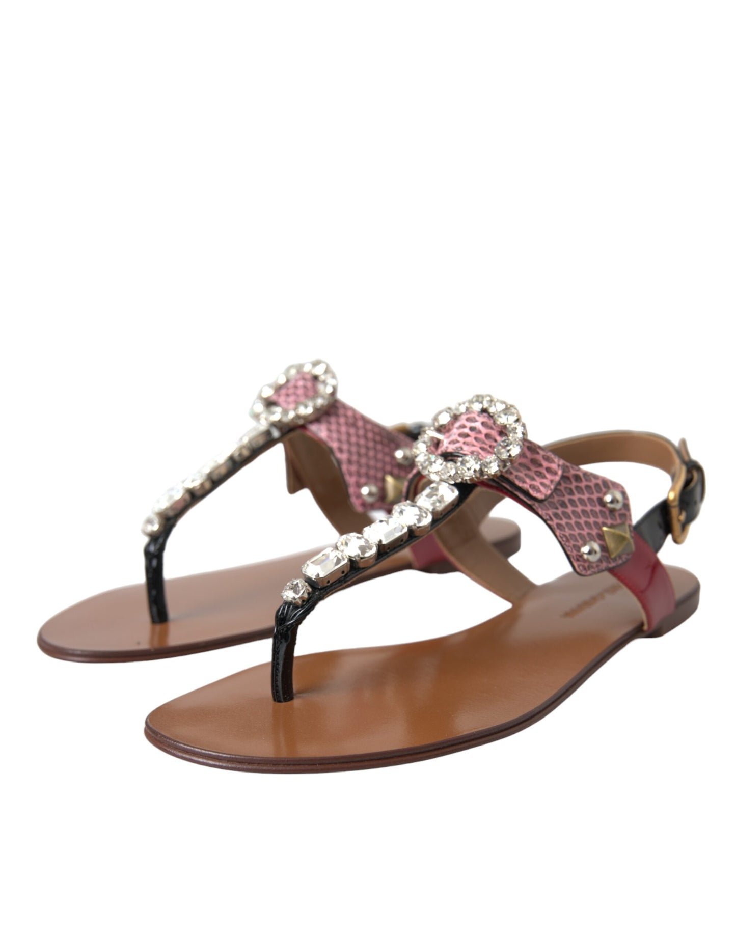 Dolce & Gabbana Multicolor Crystal Sandals Flip Flops Shoes EU38 / US7.5