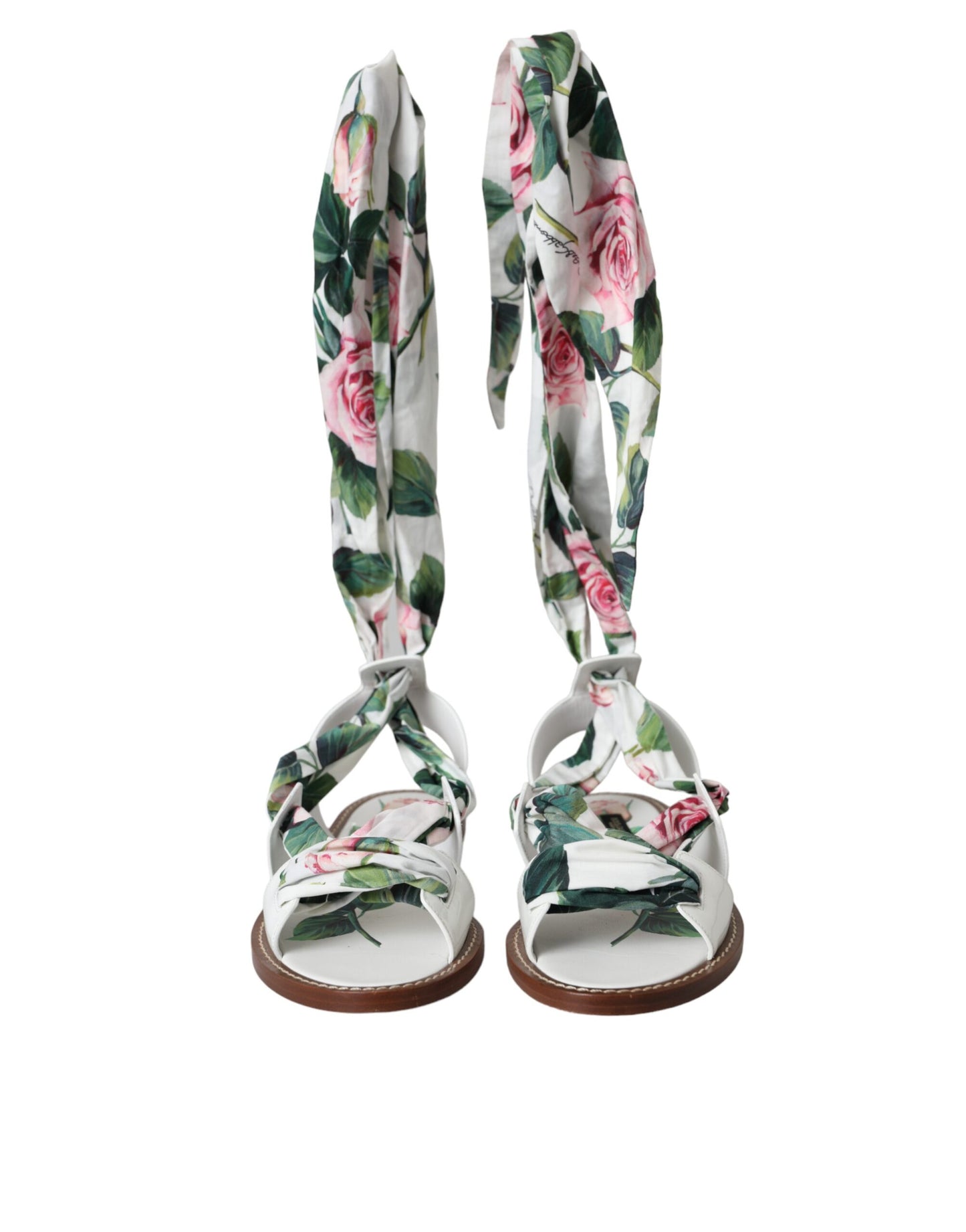 Dolce & Gabbana Multicolor Floral Print Ankle Wrap Sandals Shoes EU37 / US6.5