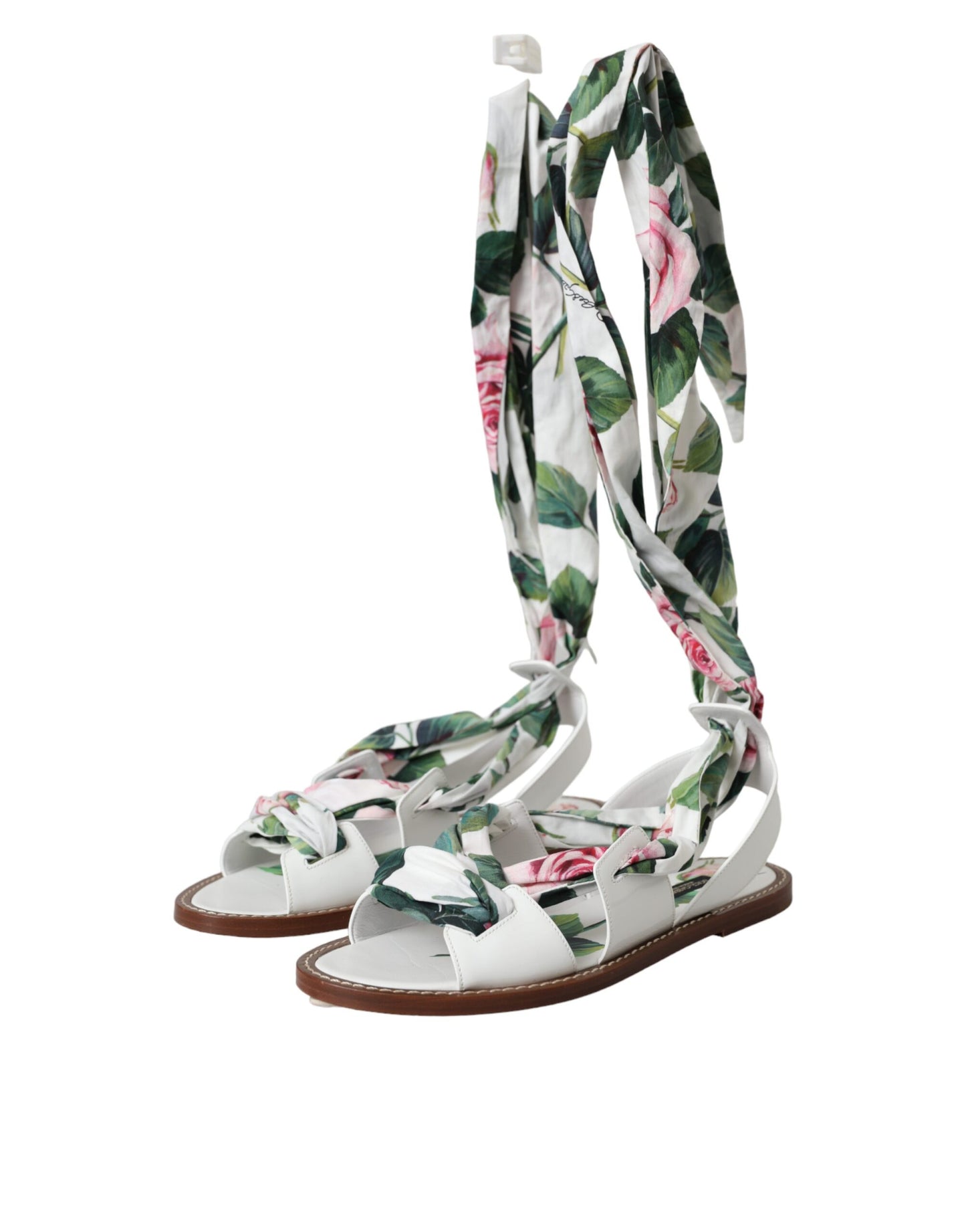 Dolce & Gabbana Multicolor Floral Print Ankle Wrap Sandals Shoes EU37 / US6.5