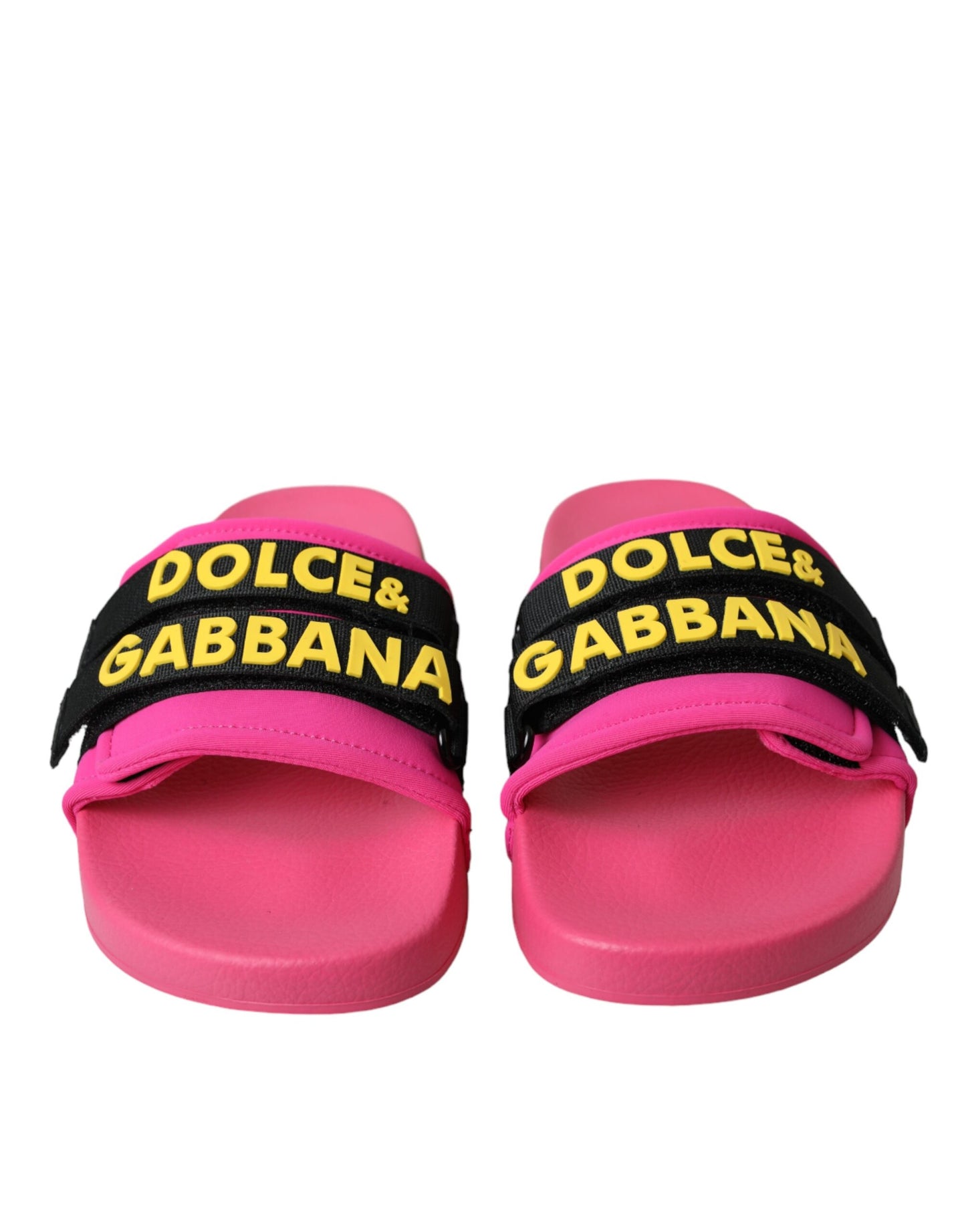 Dolce & Gabbana Pink Black Logo Beachwear Flats Sandals Shoes EU36 / US5.5