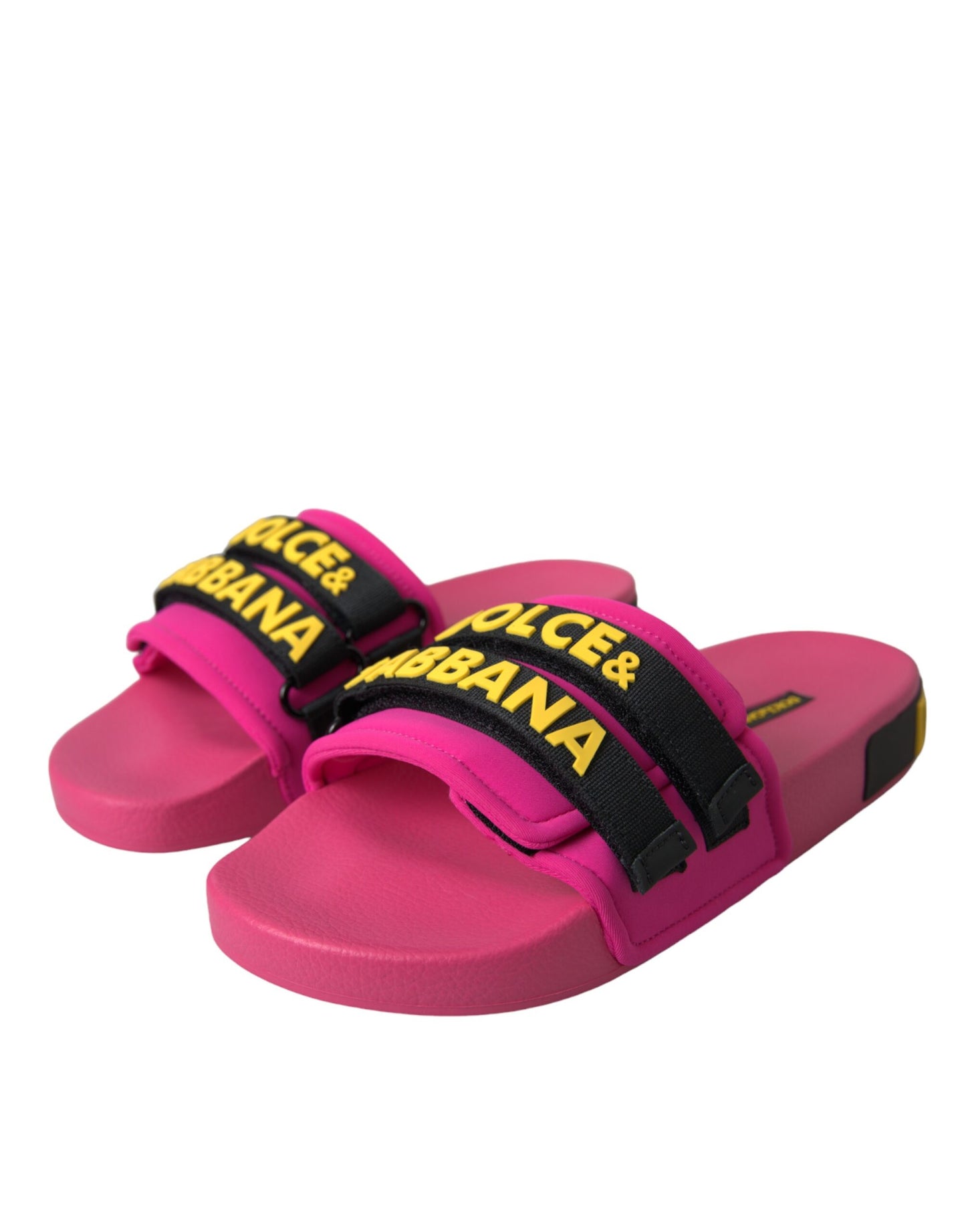 Dolce & Gabbana Pink Black Logo Beachwear Flats Sandals Shoes EU36 / US5.5