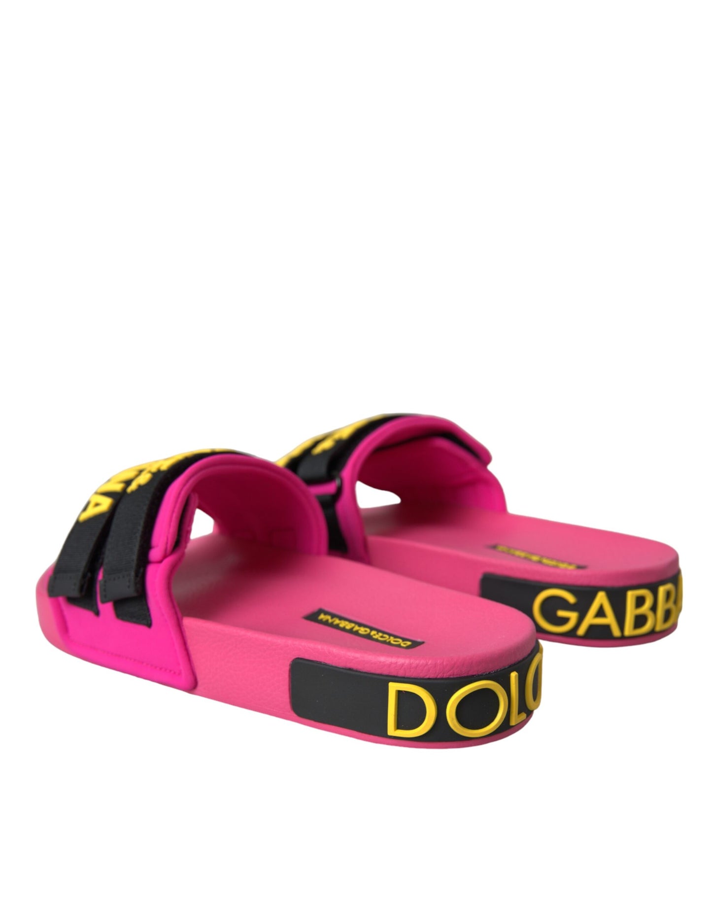 Dolce & Gabbana Pink Black Logo Beachwear Flats Sandals Shoes EU36 / US5.5