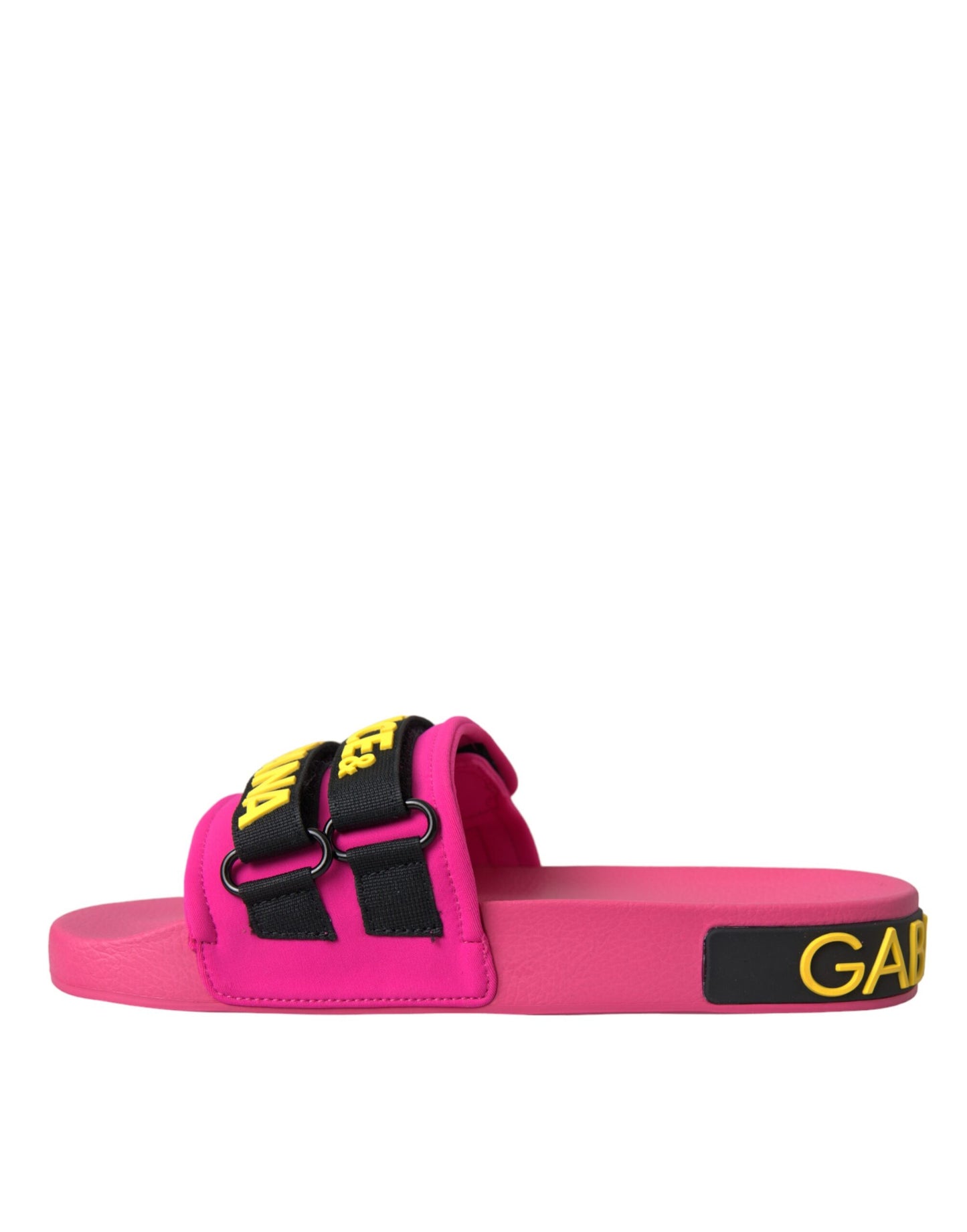 Dolce & Gabbana Pink Black Logo Beachwear Flats Sandals Shoes EU36 / US5.5