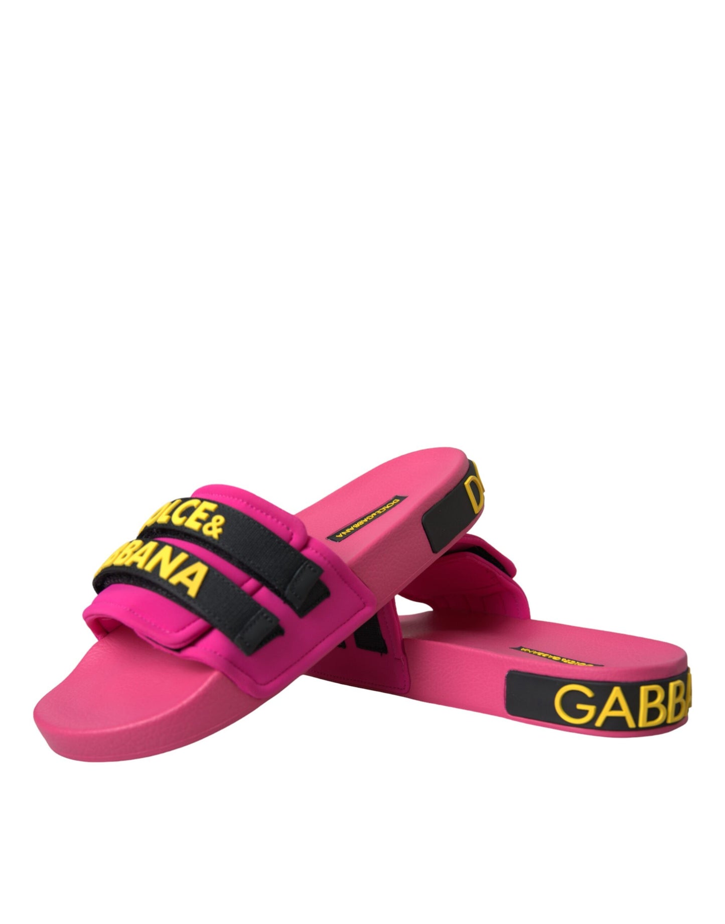 Dolce & Gabbana Pink Black Logo Beachwear Flats Sandals Shoes EU36 / US5.5