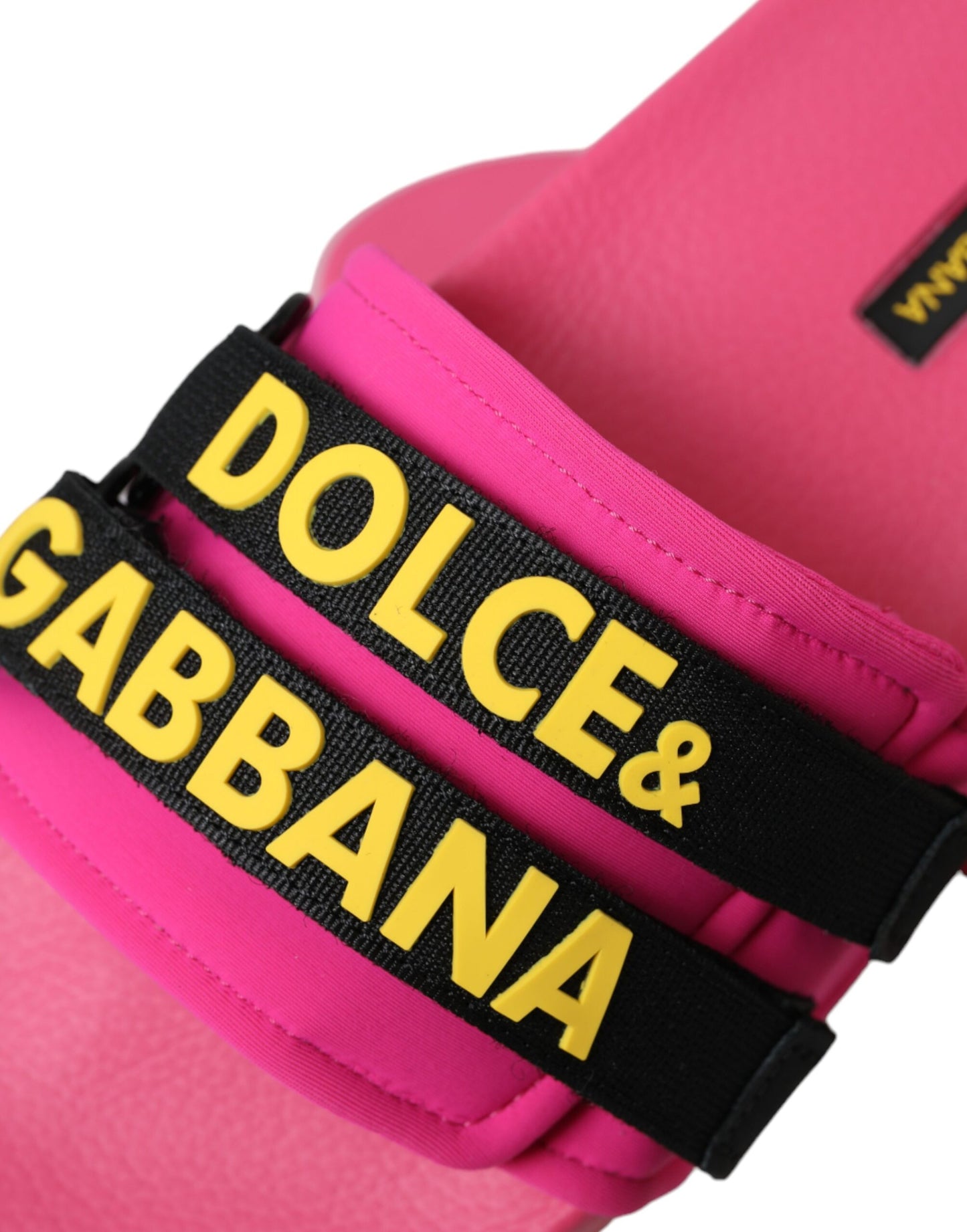 Dolce & Gabbana Pink Black Logo Beachwear Flats Sandals Shoes EU36 / US5.5