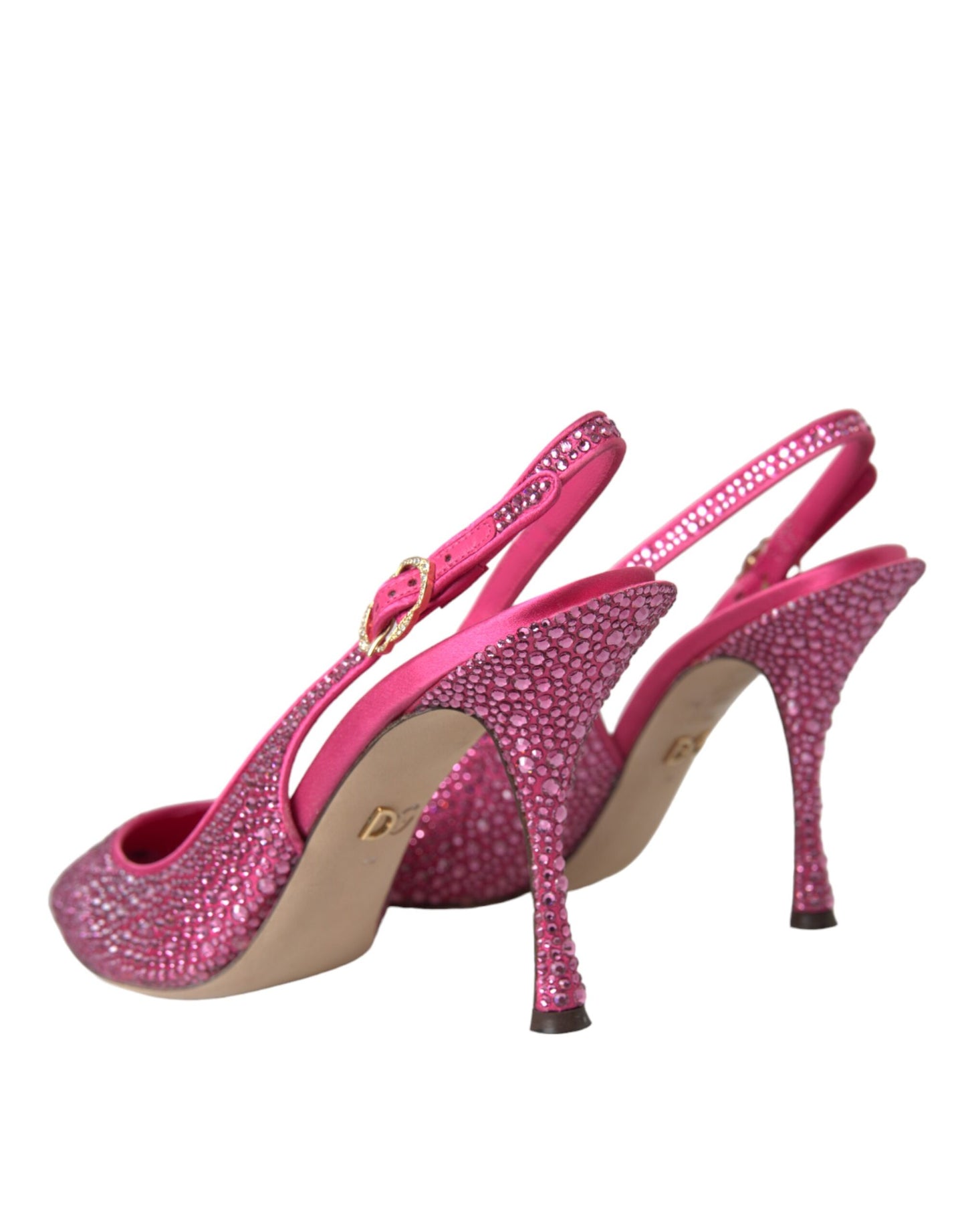 Dolce & Gabbana Pink Strass Crystal Heels Slingbacks Shoes EU39 / US8.5