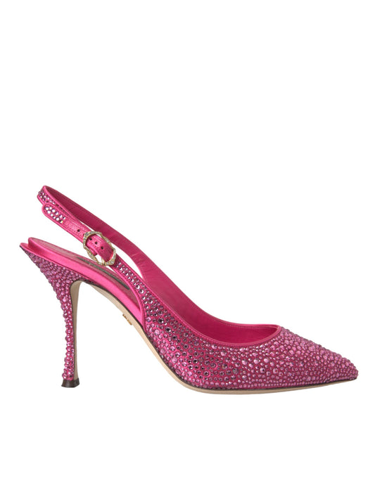 Dolce & Gabbana Pink Strass Crystal Heels Slingbacks Shoes EU39 / US8.5