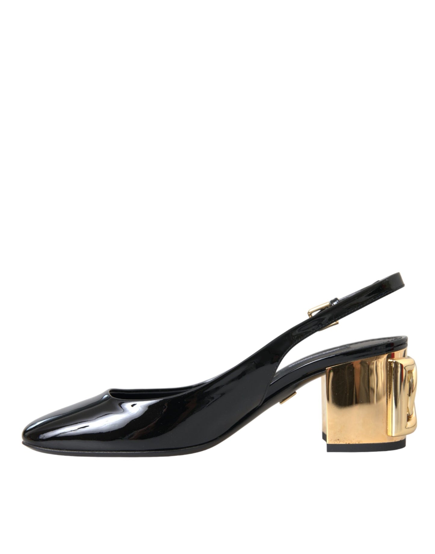 Dolce & Gabbana Black Gold Leather Embellished Slingbacks  Shoes EU36.5 / US6