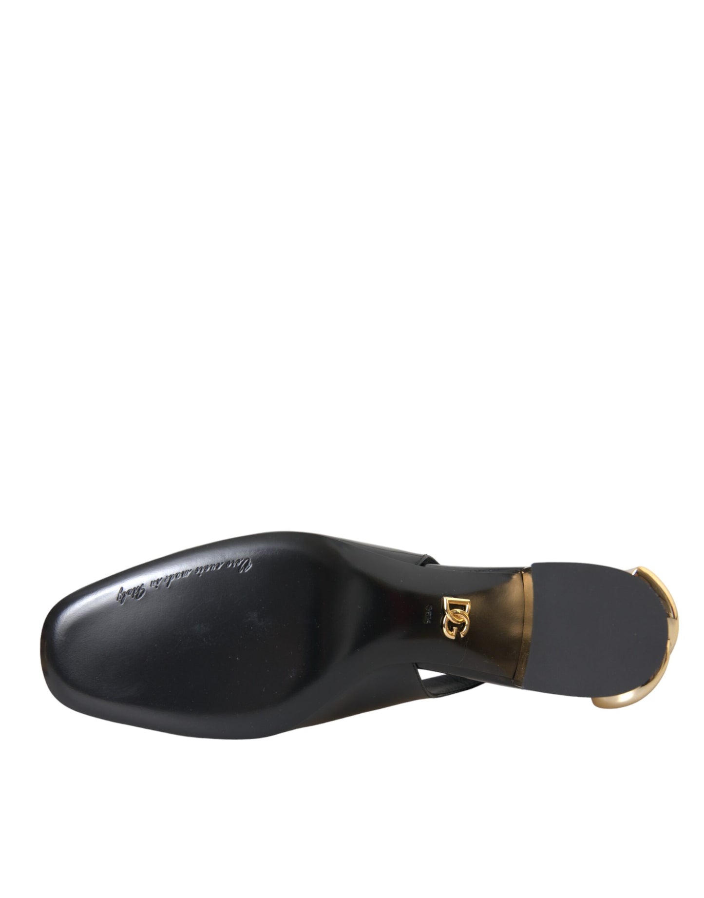 Dolce & Gabbana Black Gold Leather Embellished Slingbacks  Shoes EU36.5 / US6