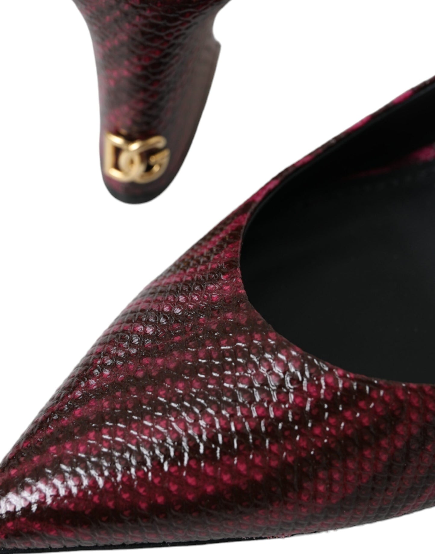 Dolce & Gabbana Maroon Zebra Leather Heels Slingbacks Shoes EU39 / US8.5