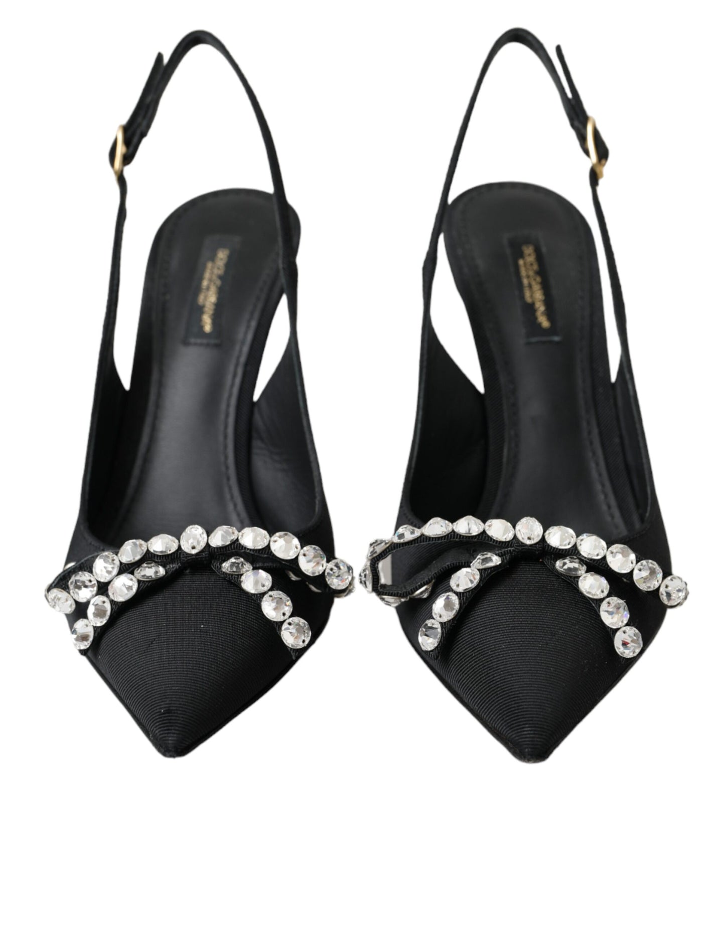 Dolce & Gabbana Black Crystal Embellished Slingback Shoes EU37 / US6.5