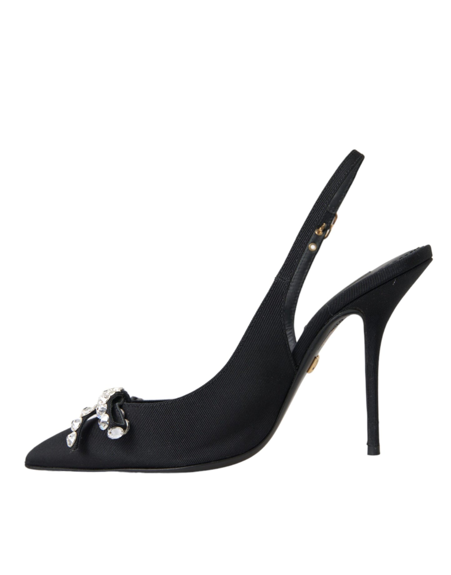 Dolce & Gabbana Black Crystal Embellished Slingback Shoes EU37 / US6.5