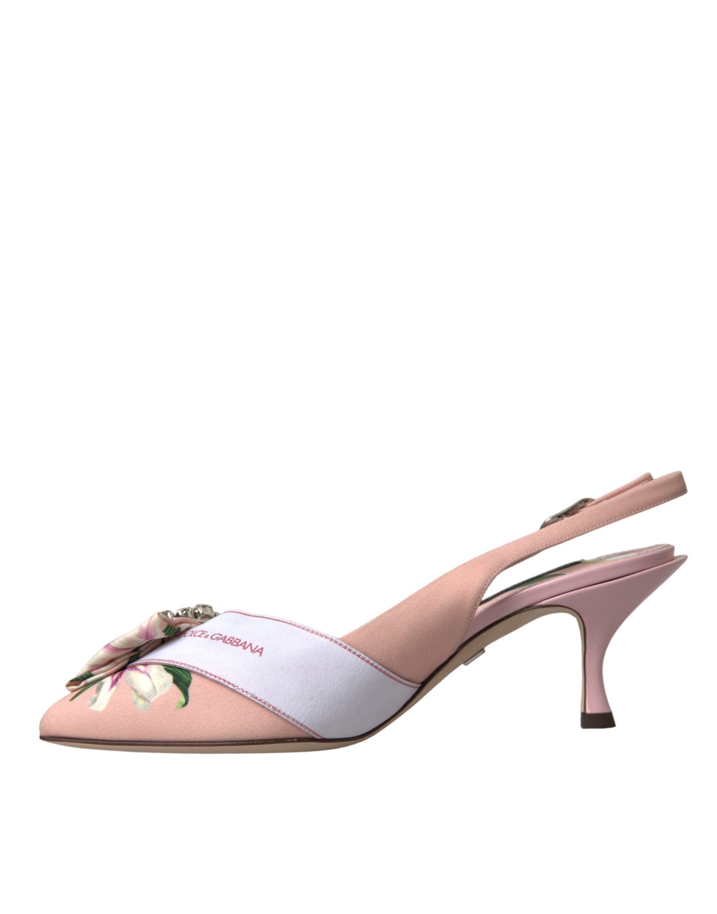 Dolce & Gabbana Pink Lily Crystal Cady Slingback Heel Shoes EU36.5 / US6