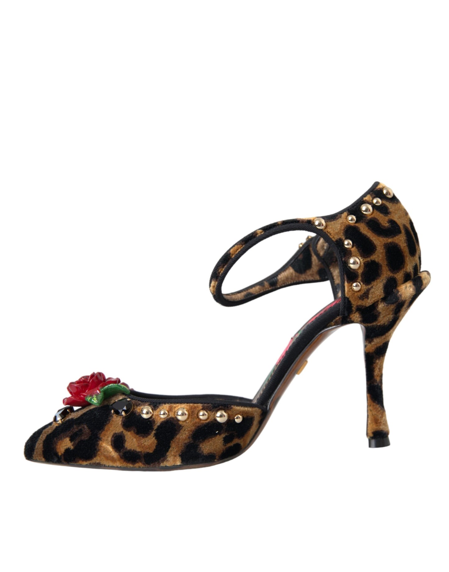 Dolce & Gabbana Brown Leopard Floral Crystal Mary Janes Pumps Shoes EU37.5 / US7