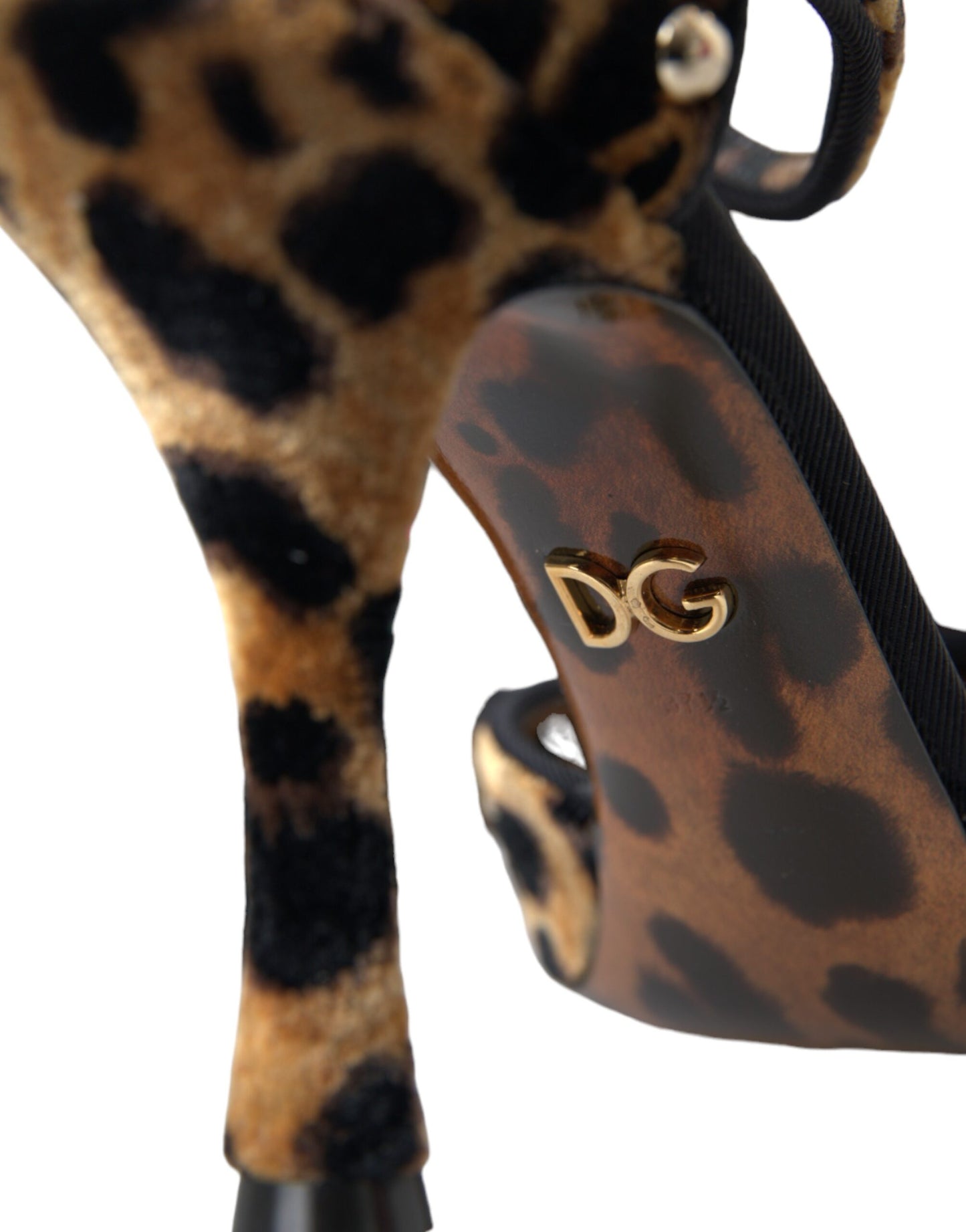 Dolce & Gabbana Brown Leopard Floral Crystal Mary Janes Pumps Shoes EU37.5 / US7