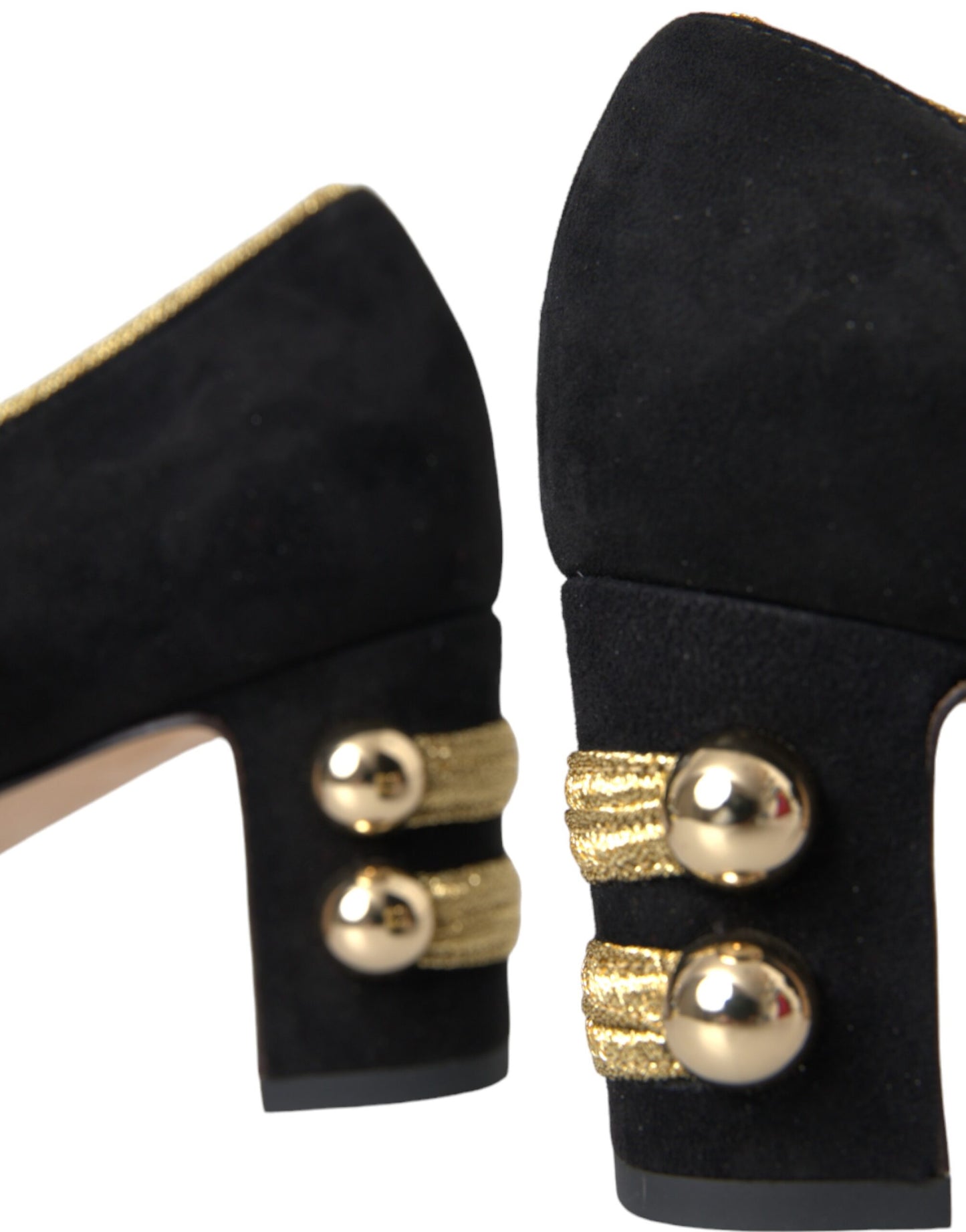 Dolce & Gabbana Black Suede Gold Mary Janes Heels Pumps Shoes EU37 / US6.5