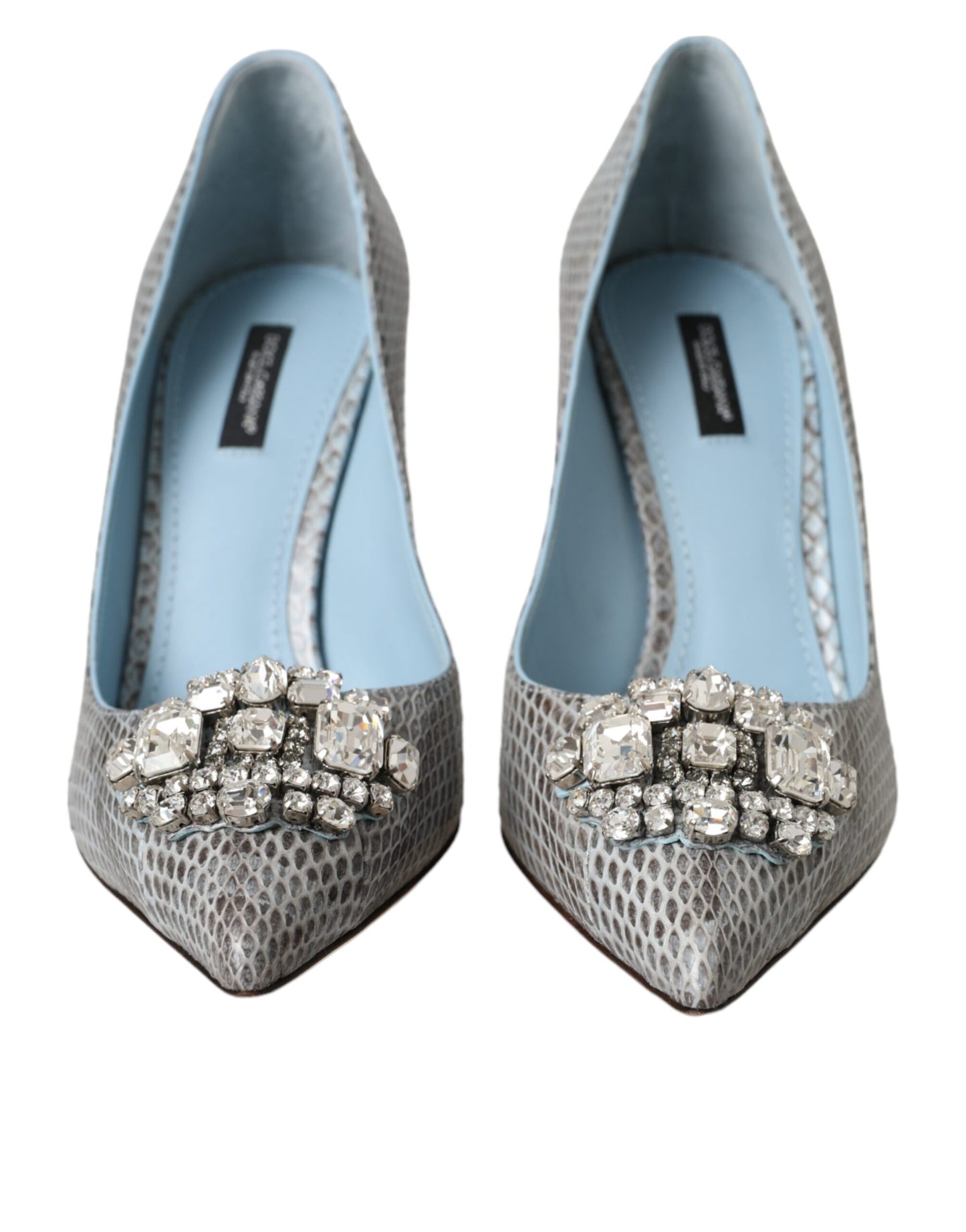 Dolce & Gabbana Light Blue Exotic Leather Crystal Bellucci Shoes EU40 / US9.5