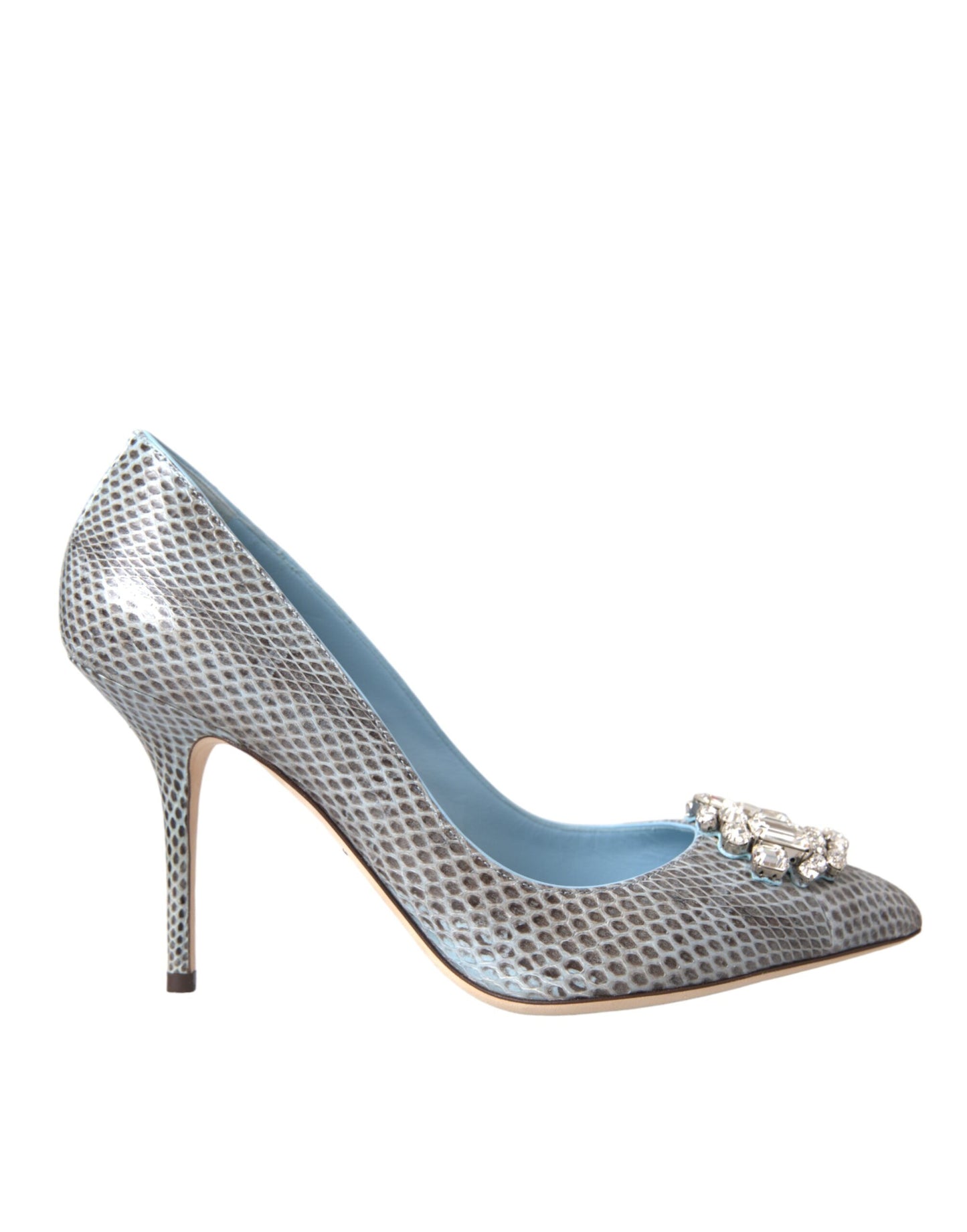 Dolce & Gabbana Light Blue Exotic Leather Crystal Bellucci Shoes EU40 / US9.5