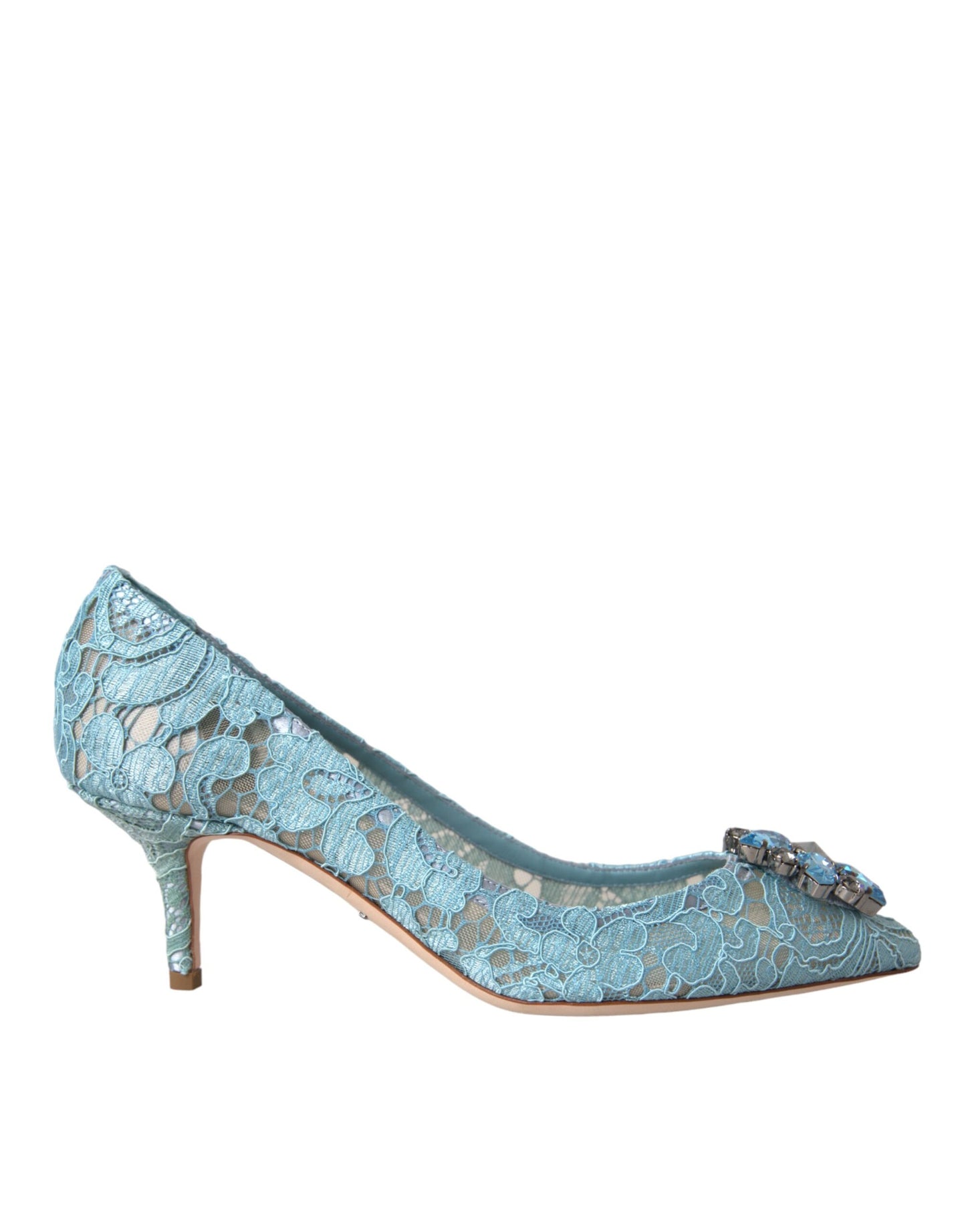 Dolce & Gabbana Blue Taormina Lace Crystal Heel Pumps Shoes EU38.5 / US8