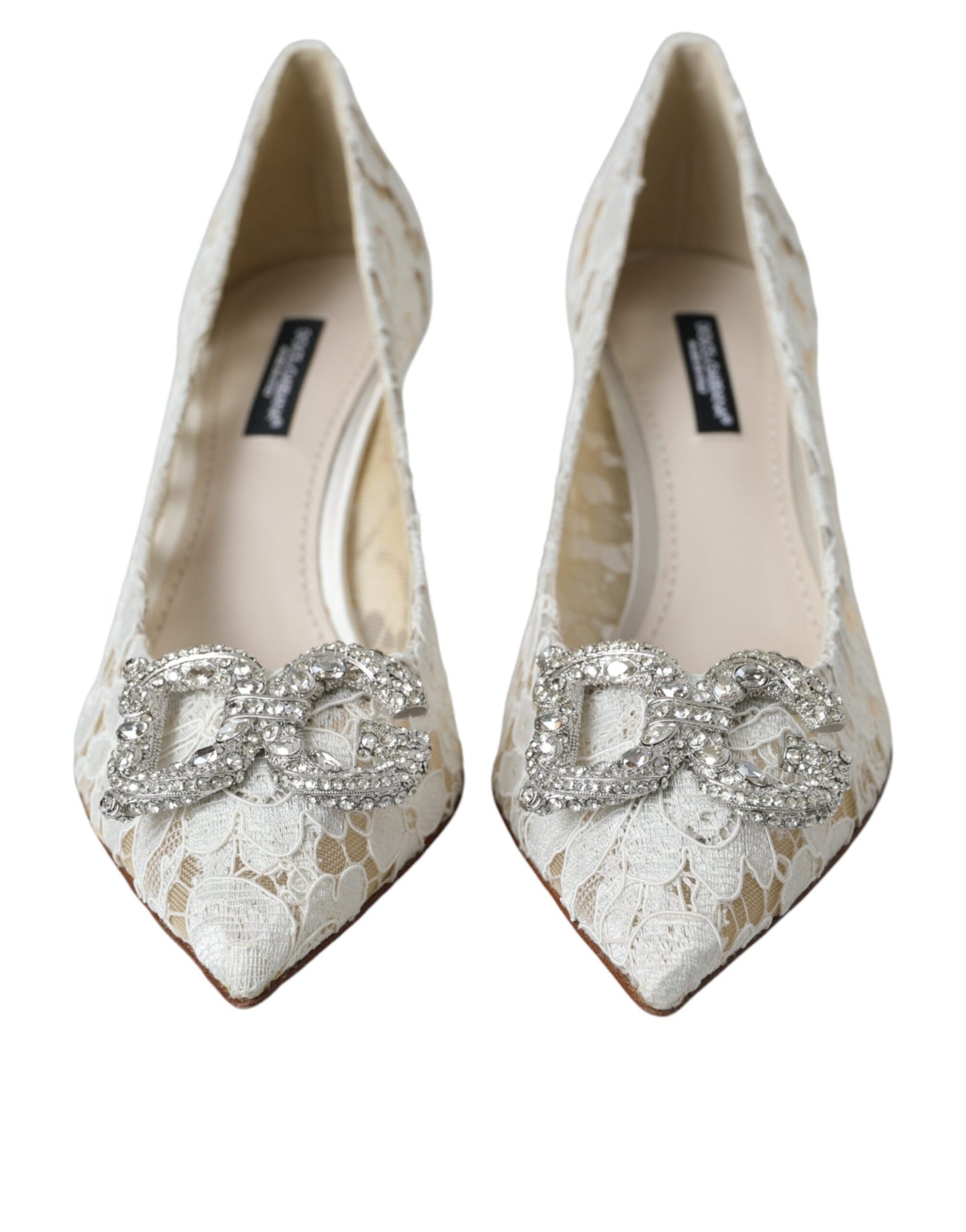 Dolce & Gabbana White Floral Lace DG Crystal Pumps  EU36 / US5.5