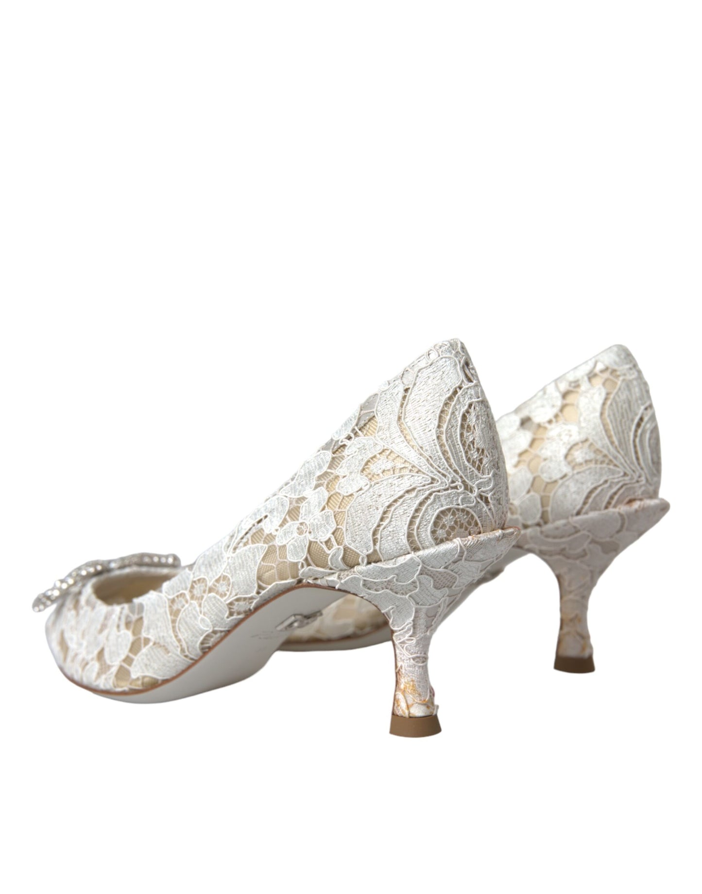 Dolce & Gabbana White Floral Lace DG Crystal Pumps  EU36 / US5.5