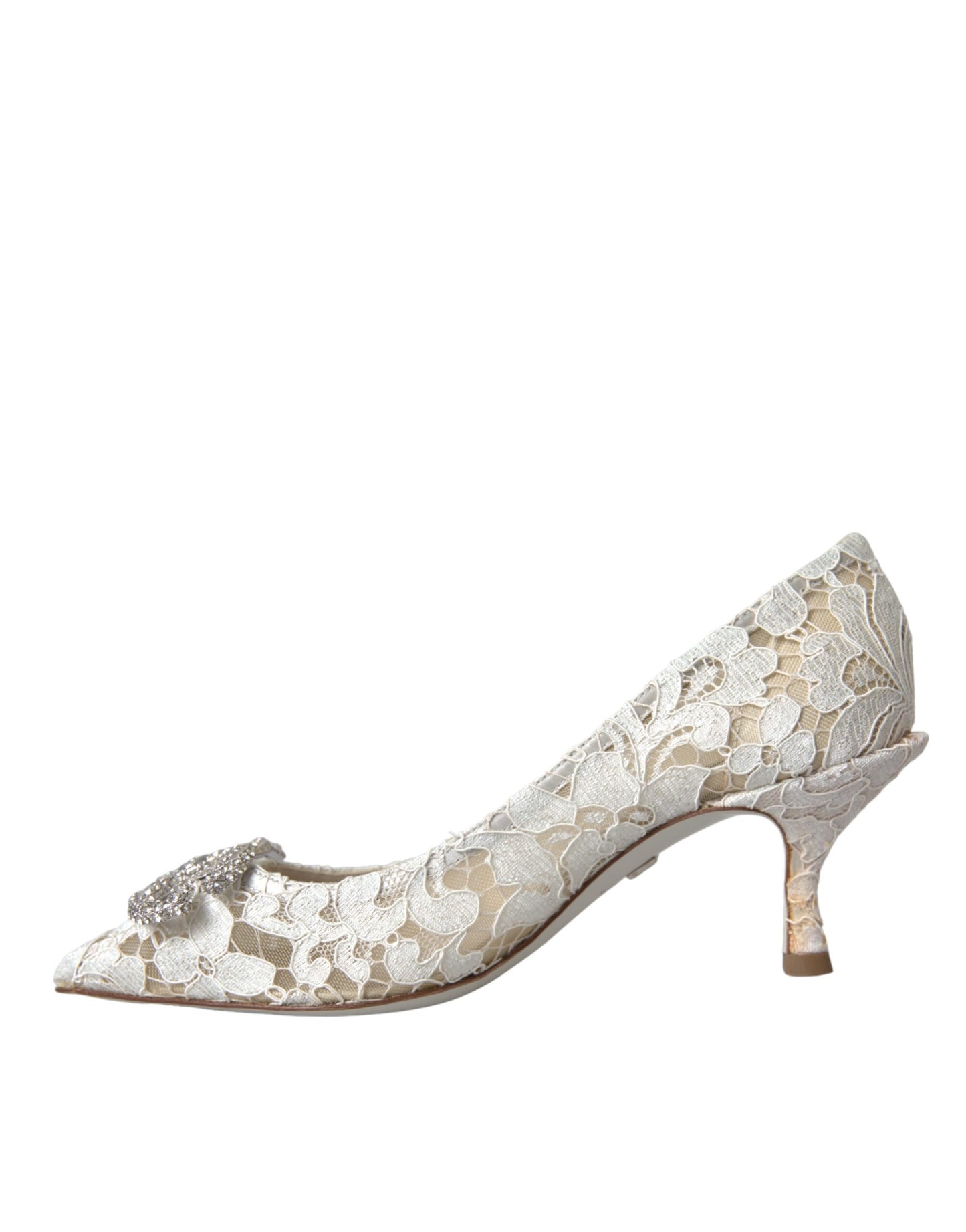 Dolce & Gabbana White Floral Lace DG Crystal Pumps  EU36 / US5.5