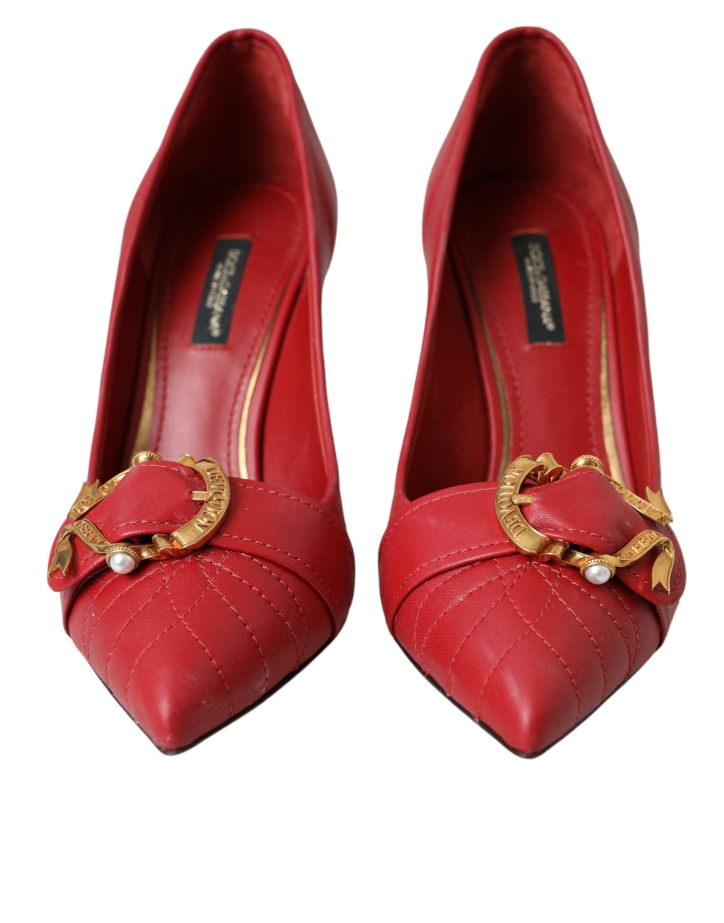 Dolce & Gabbana Red Devotion Leather Heels Pumps Shoes EU36 / US5.5