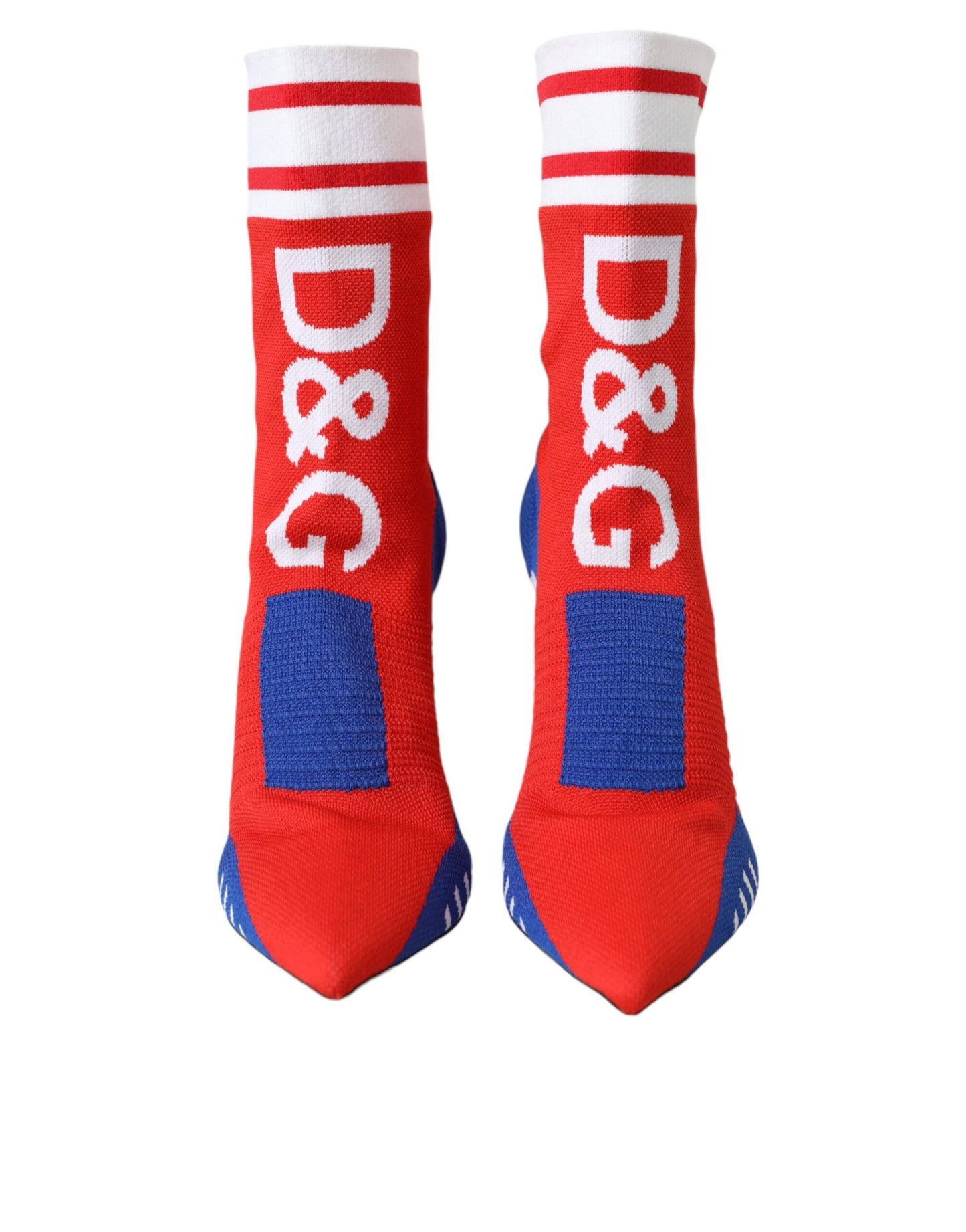 Dolce & Gabbana Red Blue Stretch Sock Style Ankle Boots Logo Shoes EU36.5 / US6