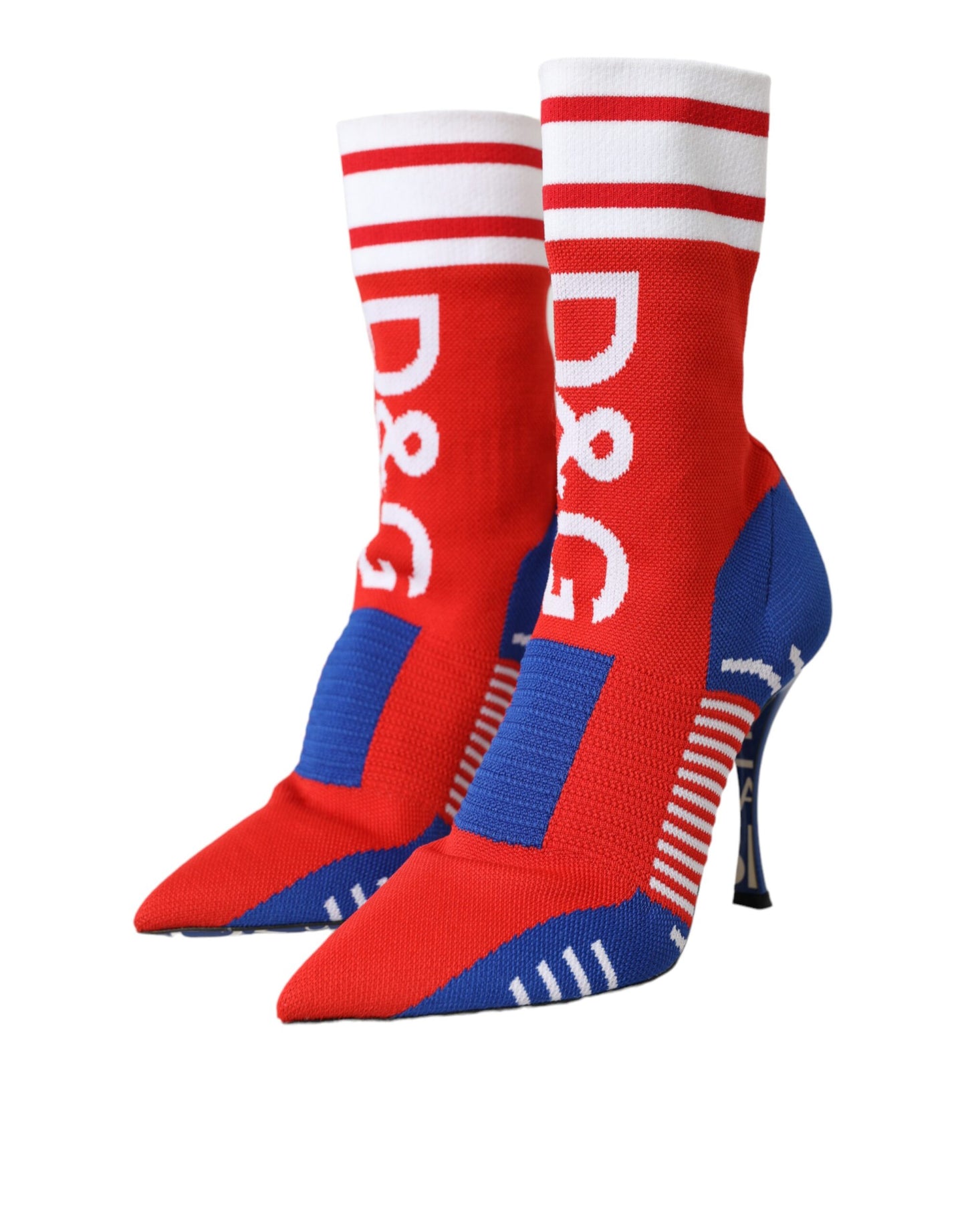 Dolce & Gabbana Red Blue Stretch Sock Style Ankle Boots Logo Shoes EU36.5 / US6