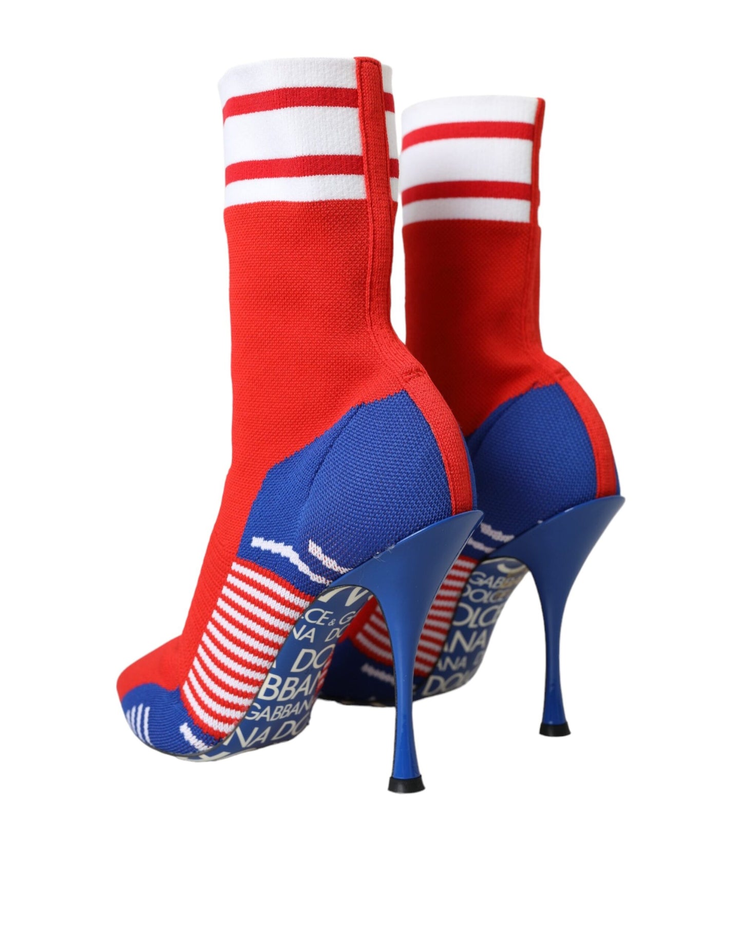 Dolce & Gabbana Red Blue Stretch Sock Style Ankle Boots Logo Shoes EU35 / US4.5