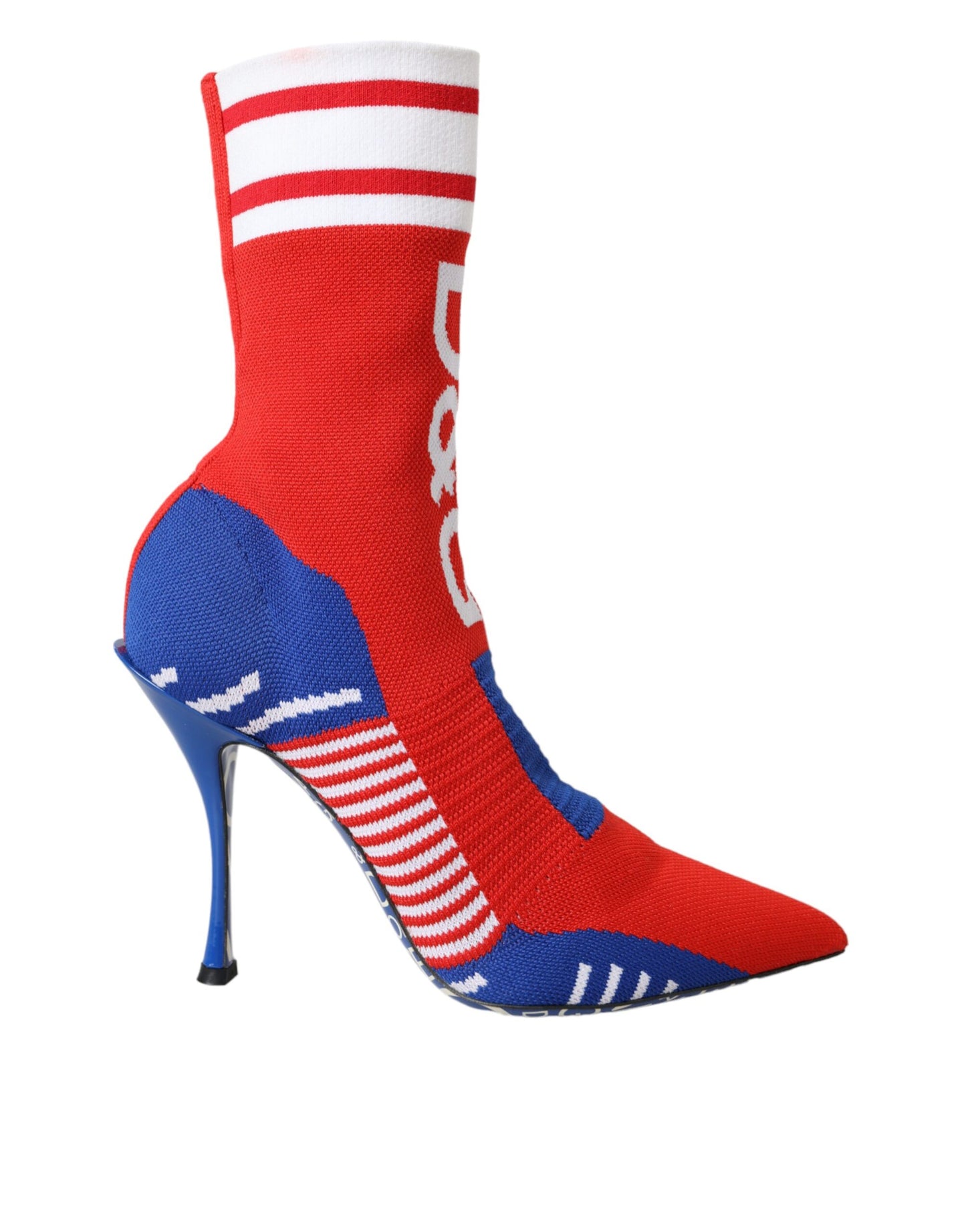 Dolce & Gabbana Red Blue Stretch Sock Style Ankle Boots Logo Shoes EU35 / US4.5