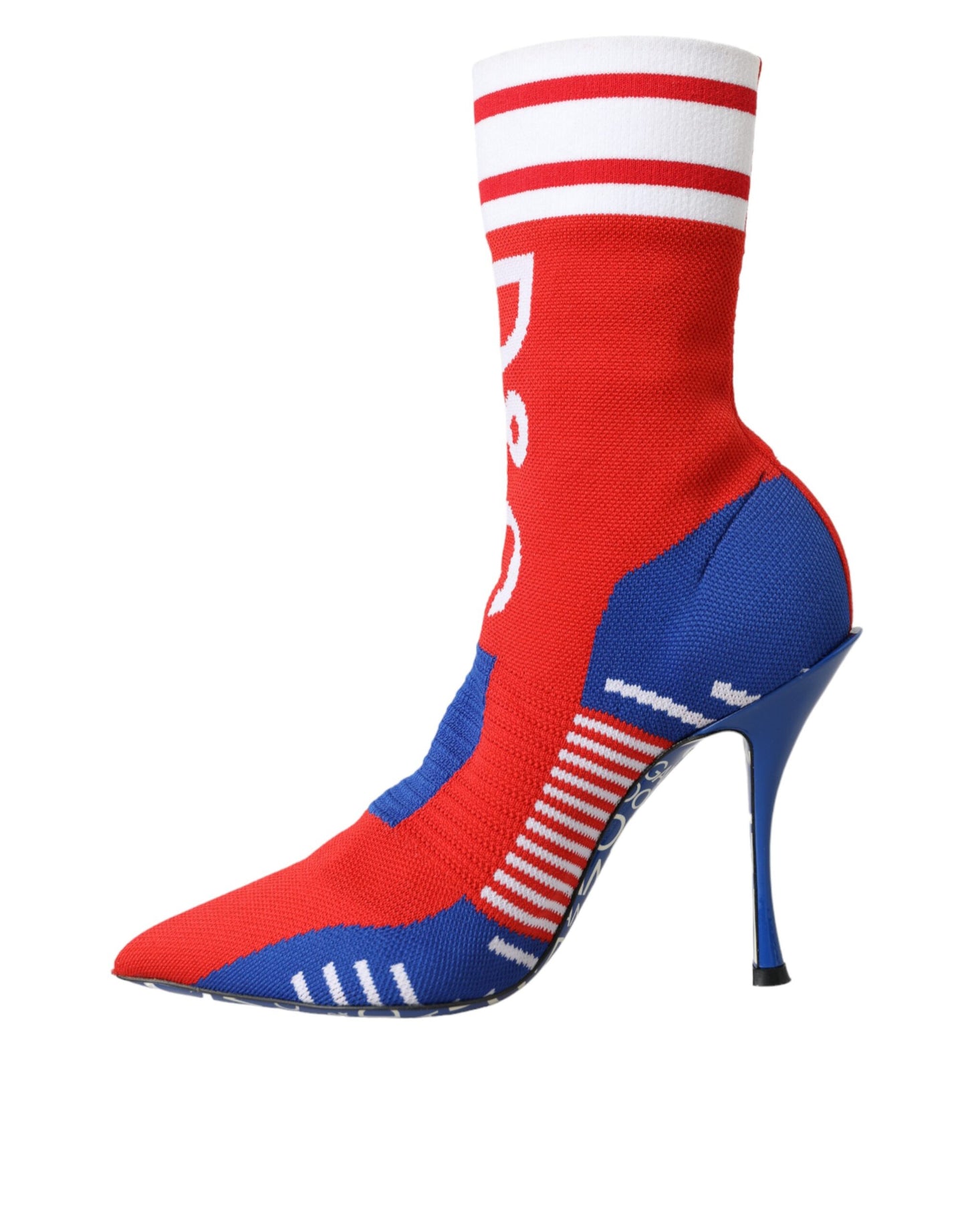 Dolce & Gabbana Red Blue Stretch Sock Style Ankle Boots Logo Shoes EU35 / US4.5