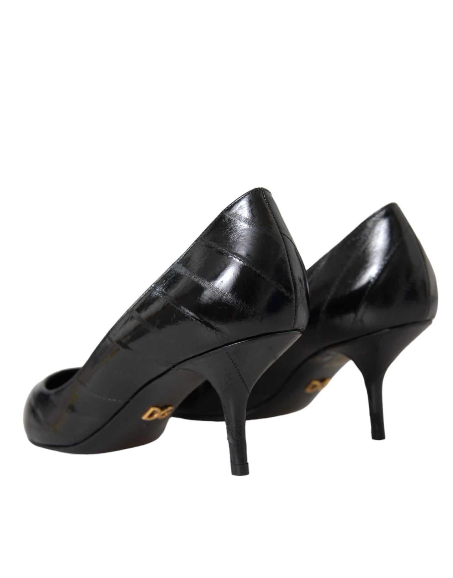 Dolce & Gabbana Black Eel Leather Kitten Heels Pumps Shoes EU39 / US8.5