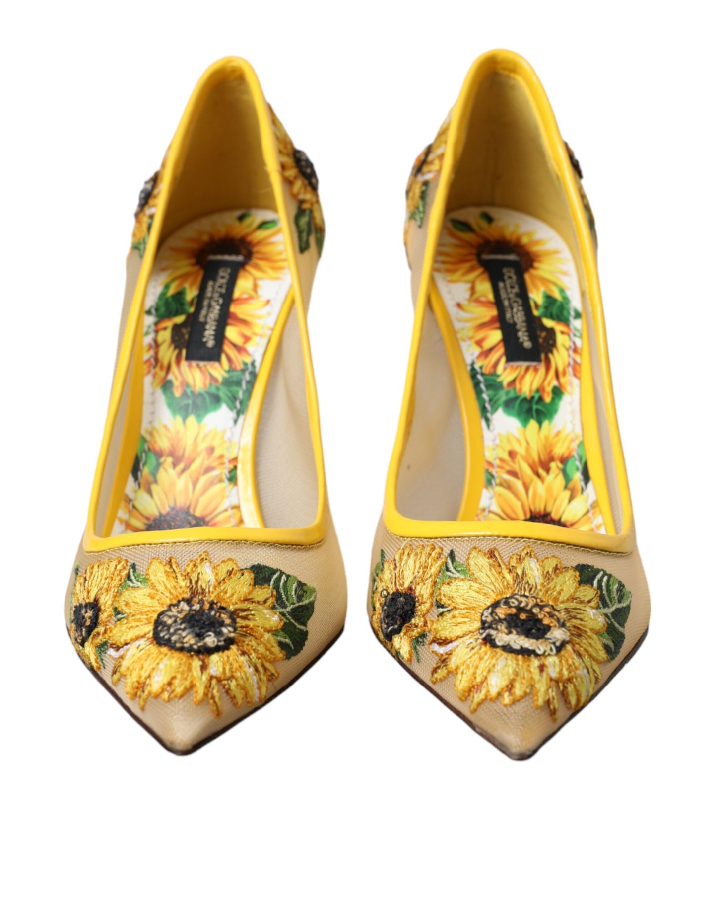 Dolce & Gabbana Yellow Sunflower Mesh Heels Pumps Shoes EU36 / US5.5