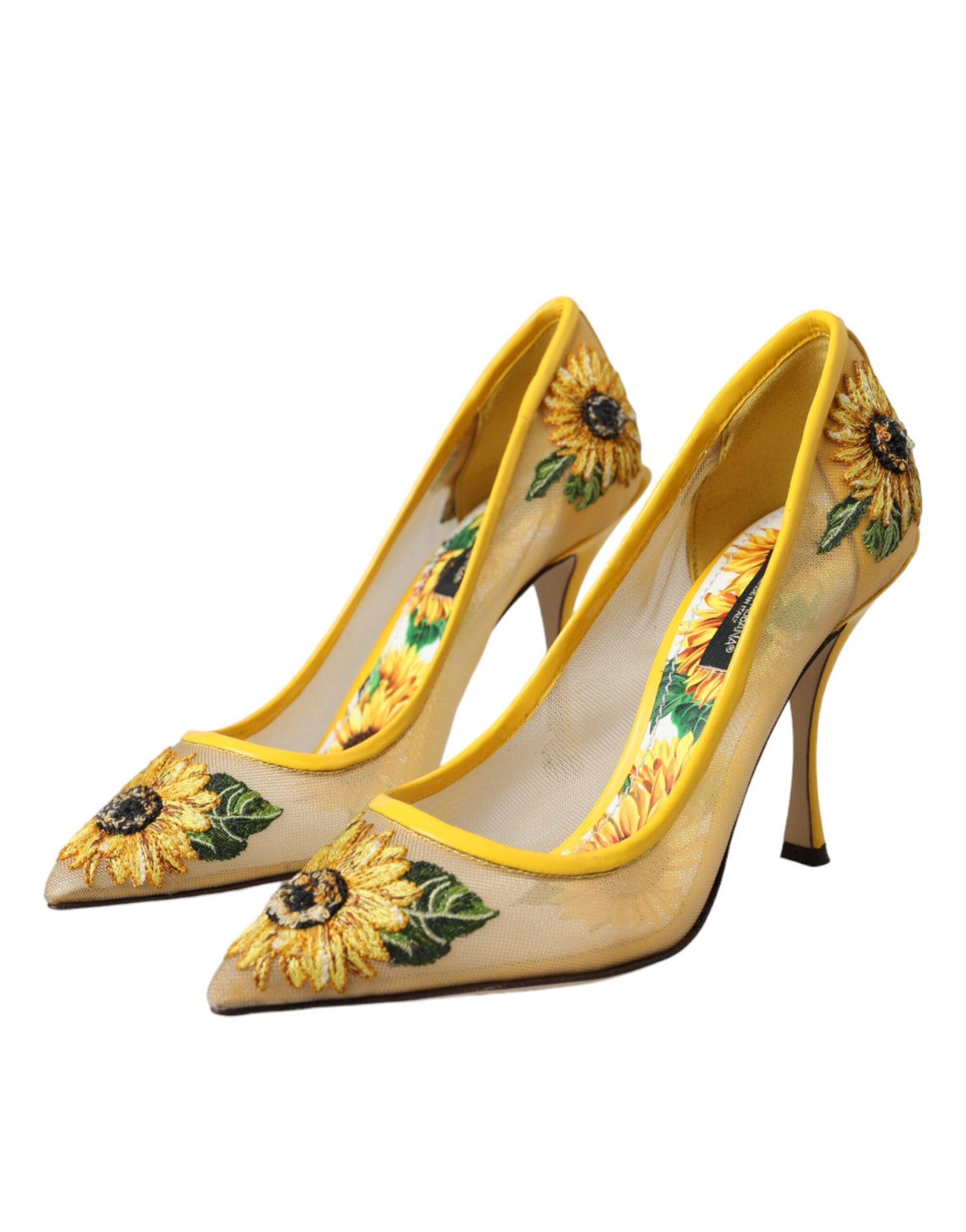 Dolce & Gabbana Yellow Sunflower Mesh Heels Pumps Shoes EU36 / US5.5